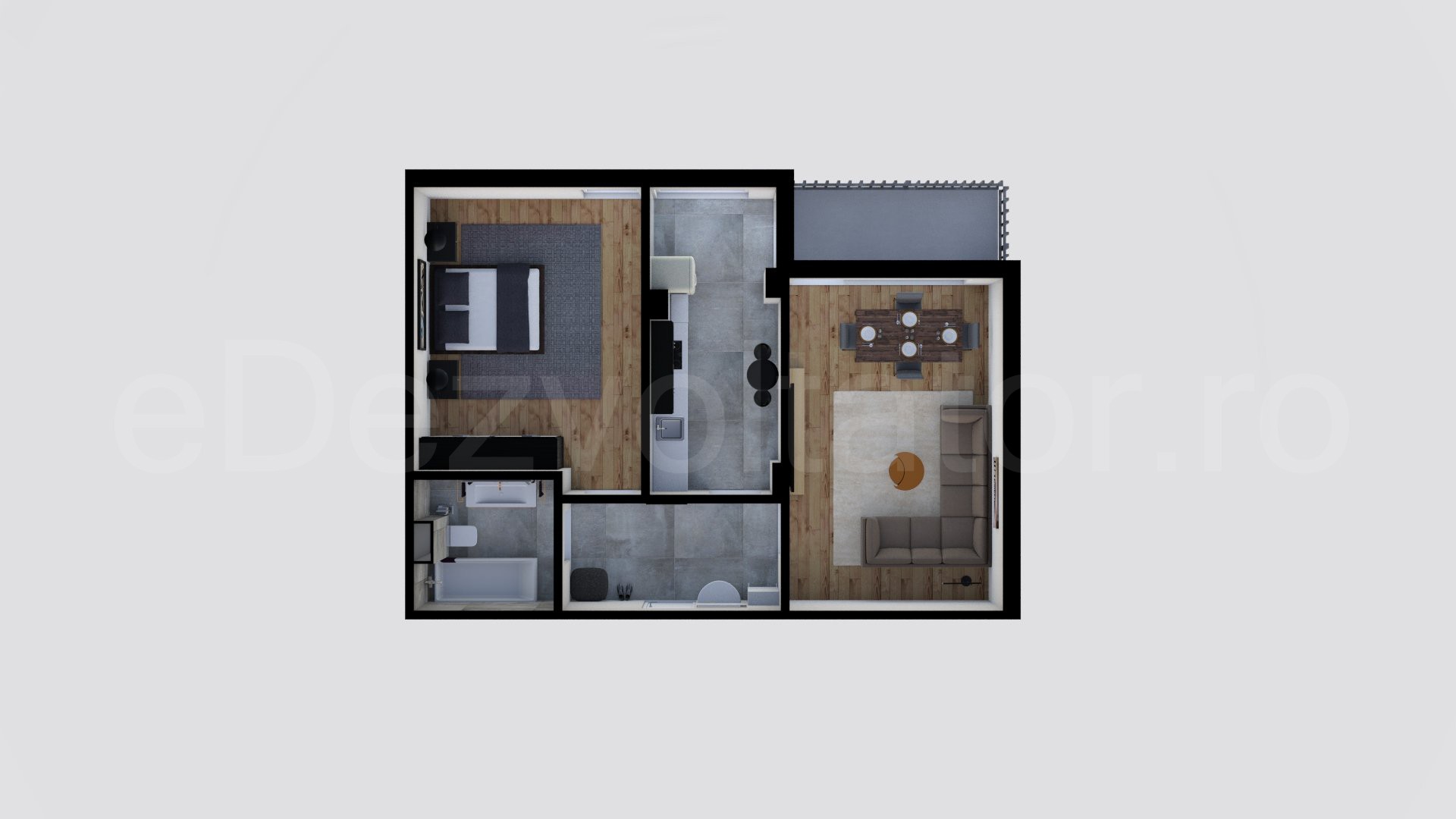 Simulare iluminat natural  Apartament 2 camere 65 mp Atria Urban Resort