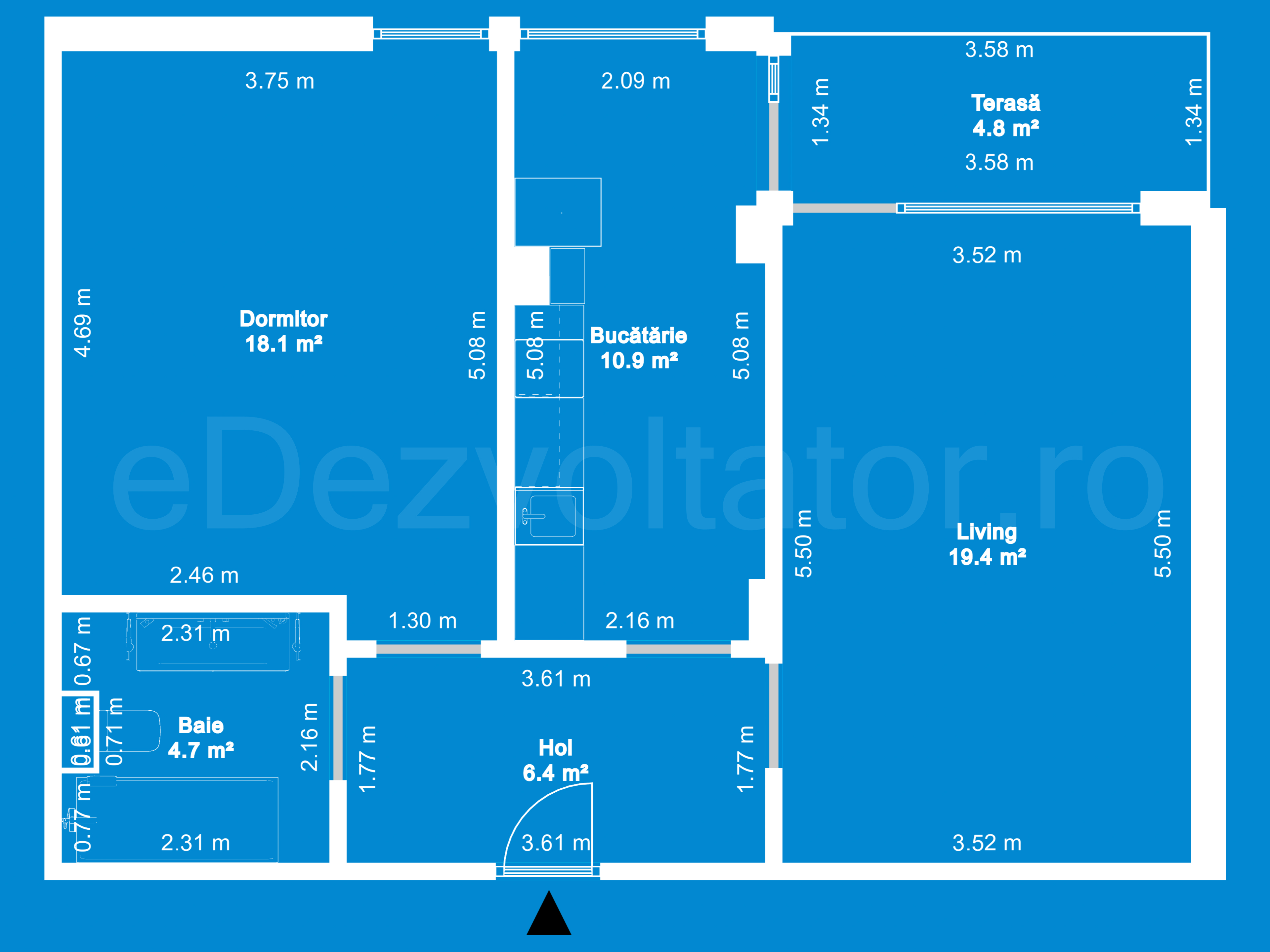 Desen Tehnic Apartament 2 camere 65 mp Atria Urban Resort