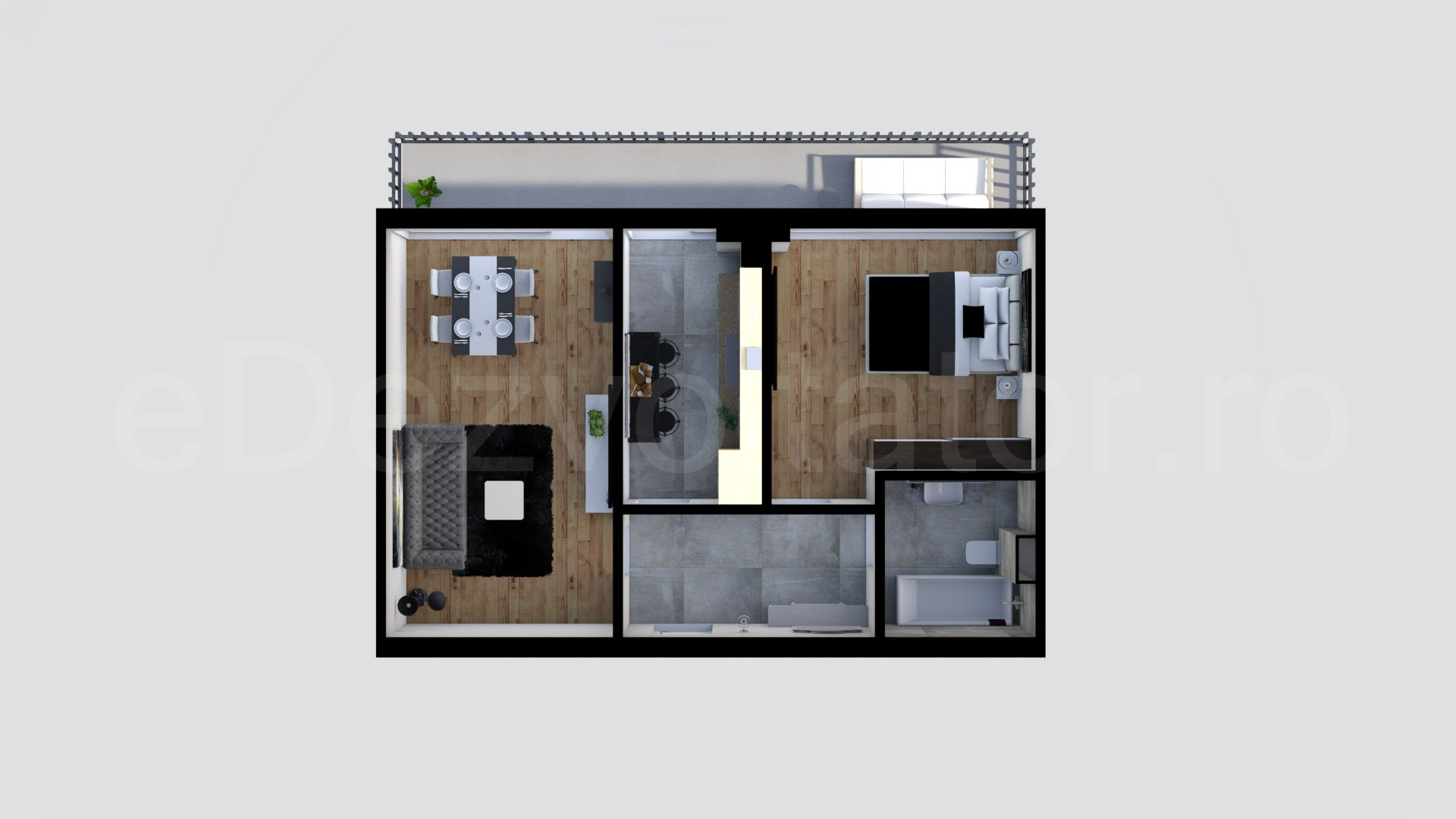 Simulare iluminat natural  Apartament 2 camere 64 mp Atria Urban Resort