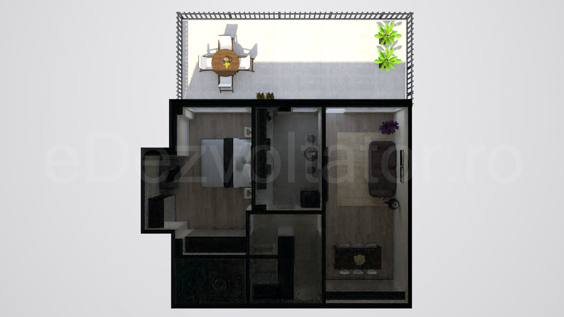Simulare iluminat natural  Apartament 2 camere 94 mp Calistrat Hogas Residence