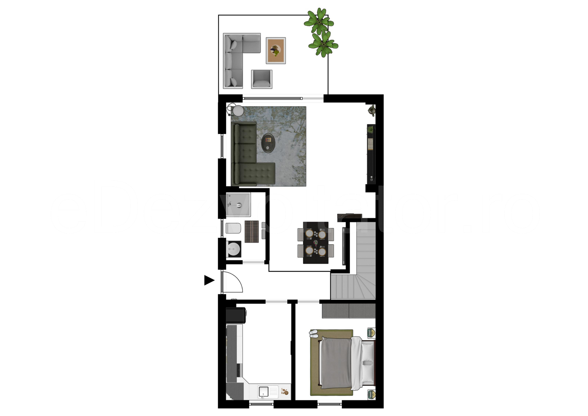 Proiecție 2D Vila duplex cu un etaj 130 mp Libertatii Gardens parter
