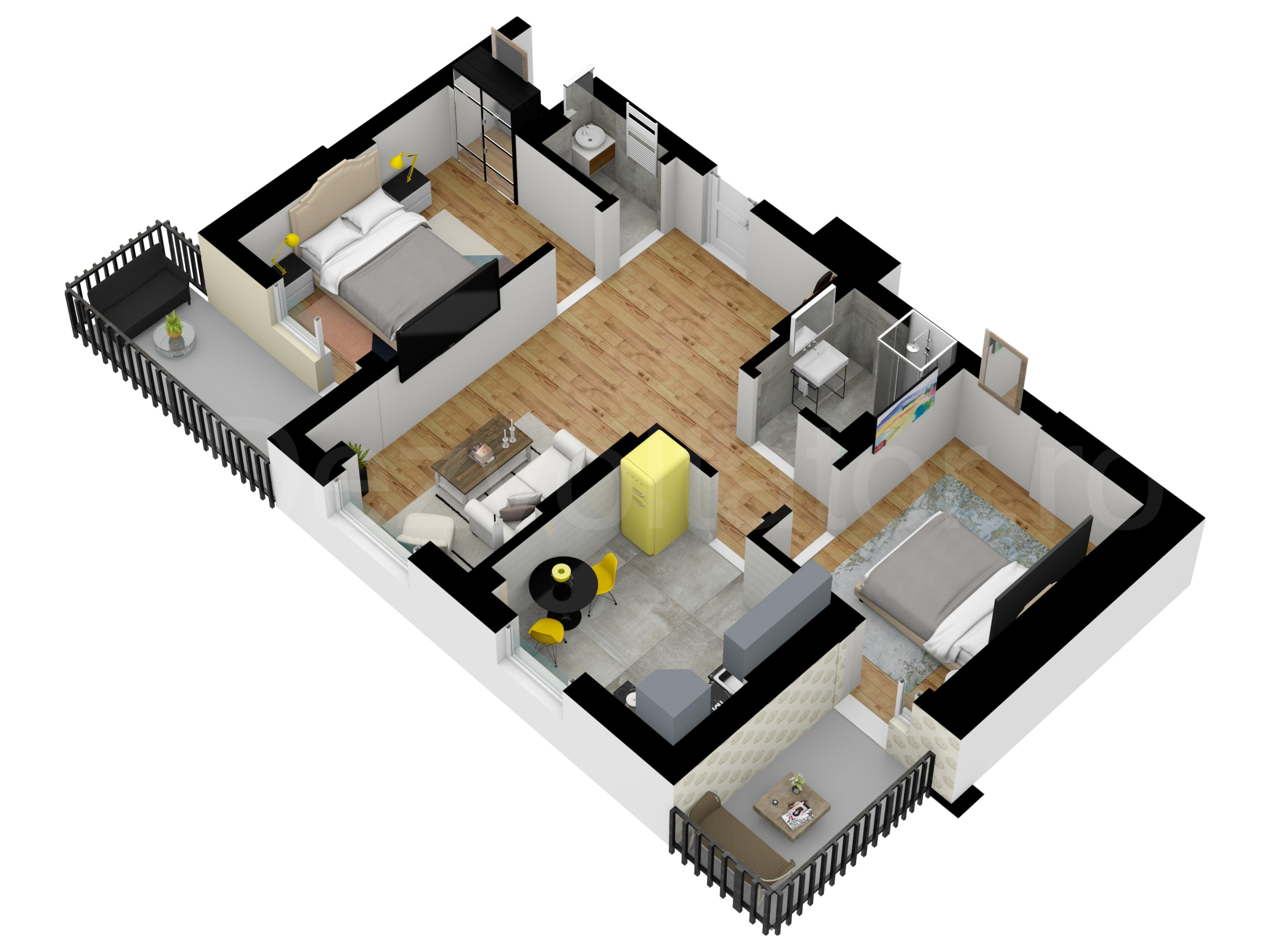 Apartament 3 Camere 79mp Toscana Residential Park Proiecție 3D 