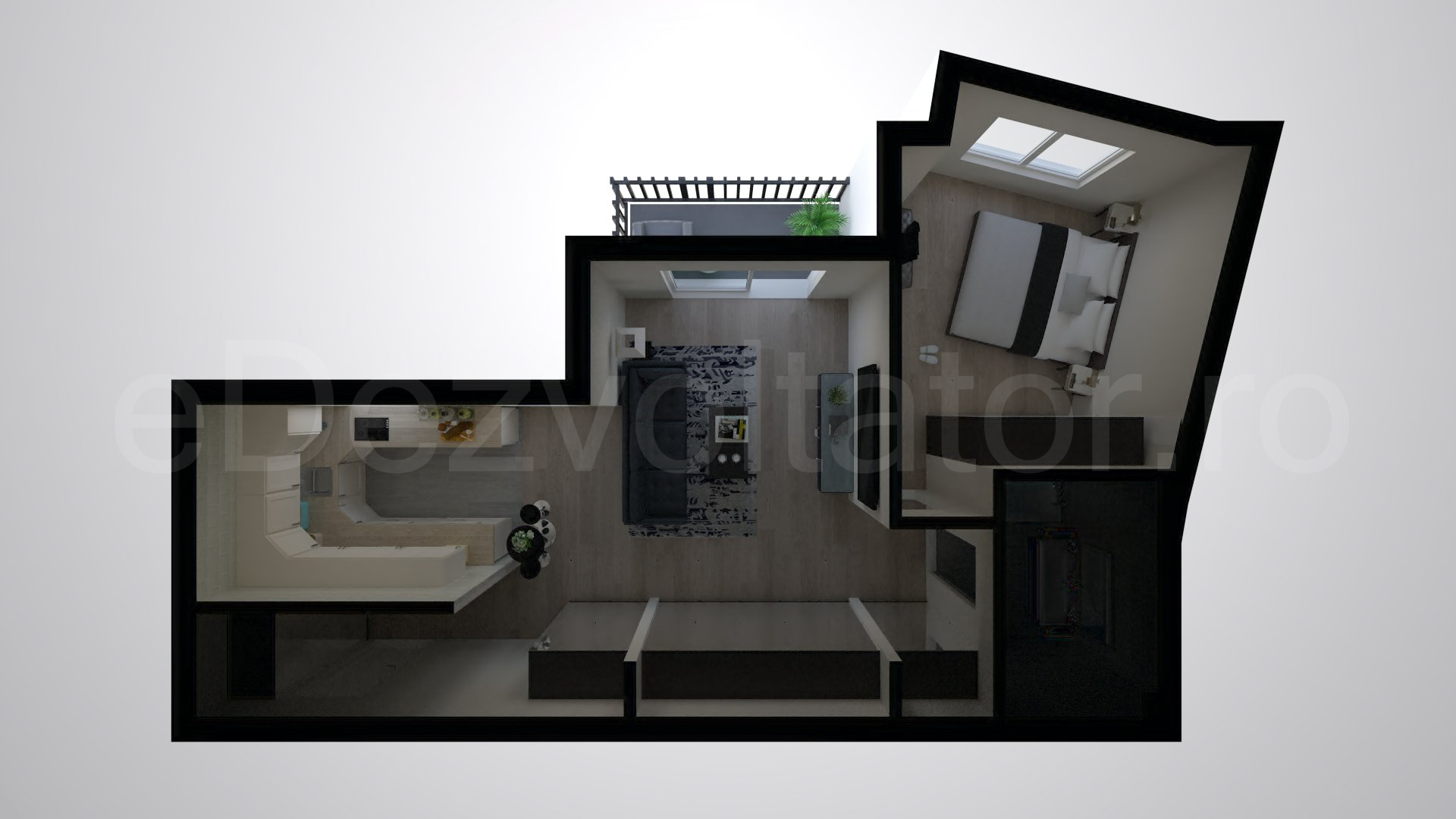Simulare iluminat natural  Apartament 2 camere 62 mp Lake House 2