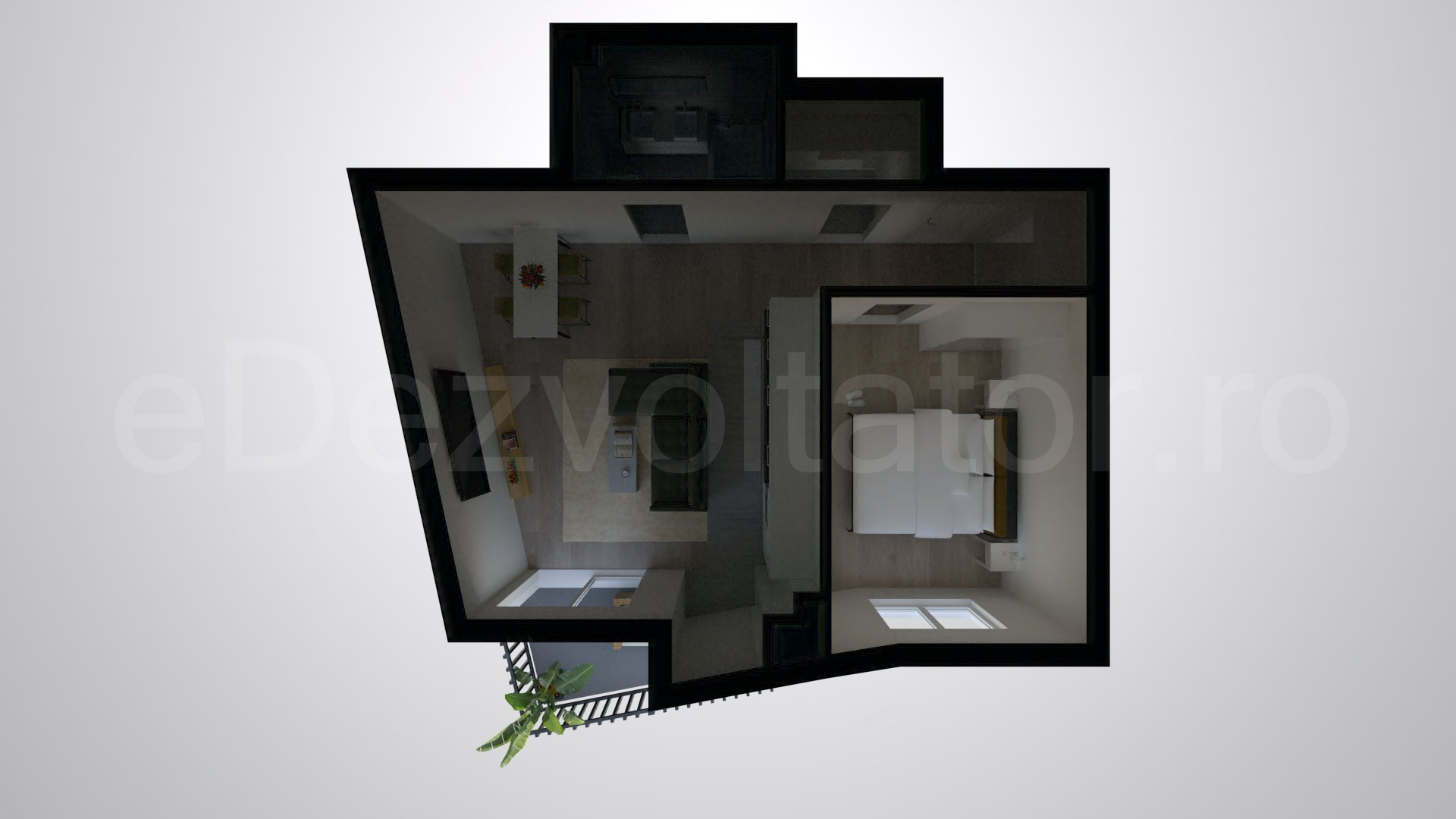 Simulare iluminat natural  Apartament 2 camere 58 mp Lake House 2