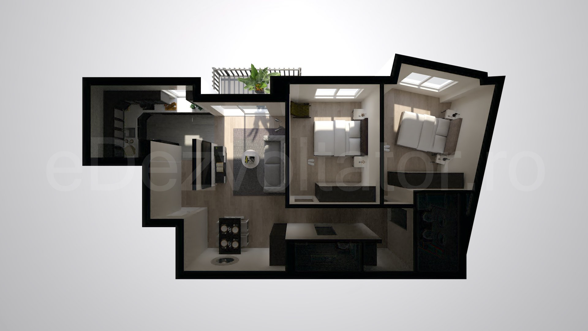 Simulare iluminat natural  Apartament 3 camere 79 mp Lake House 2