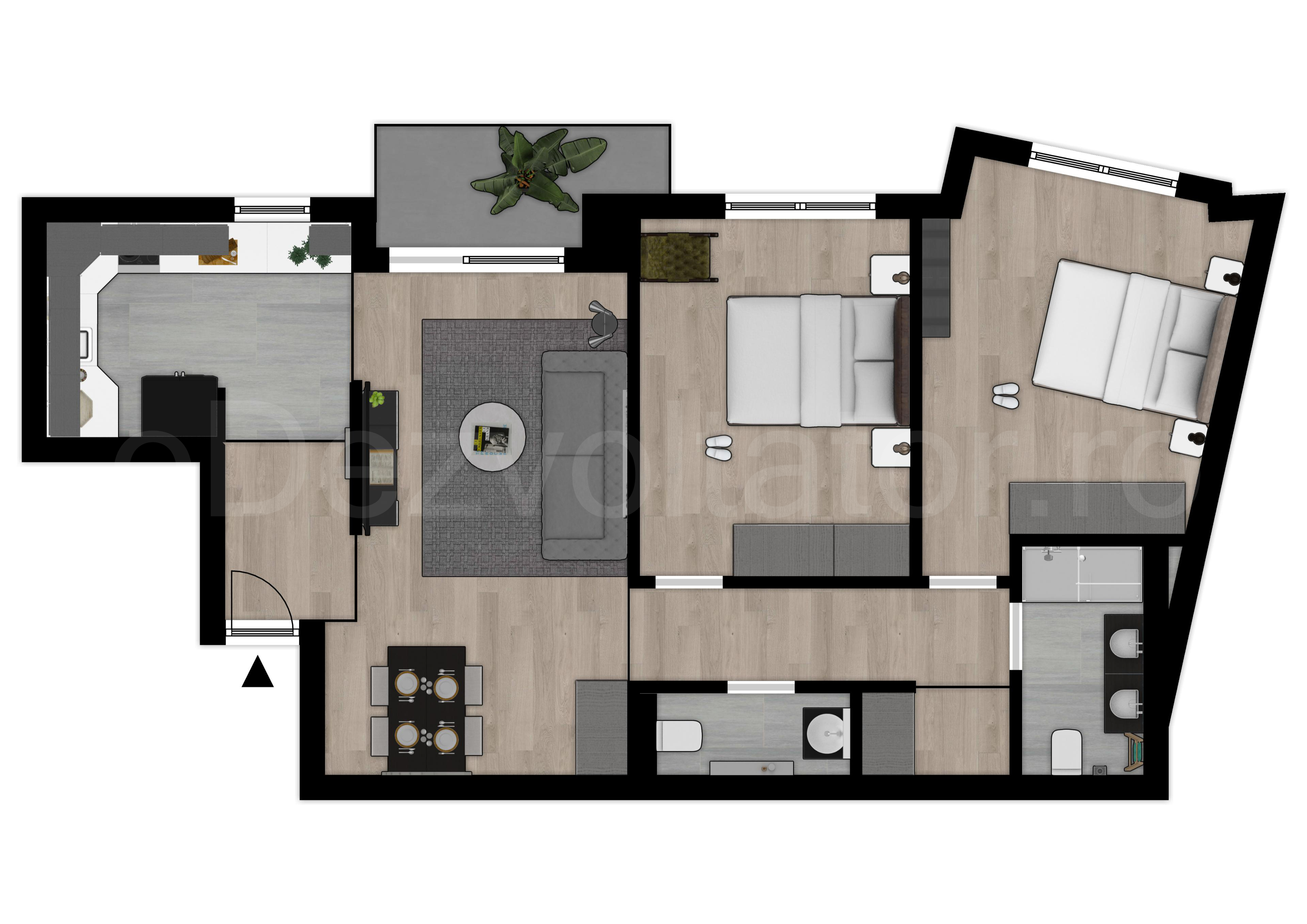 Proiecție 2D Apartament 3 camere 79 mp Lake House 2 