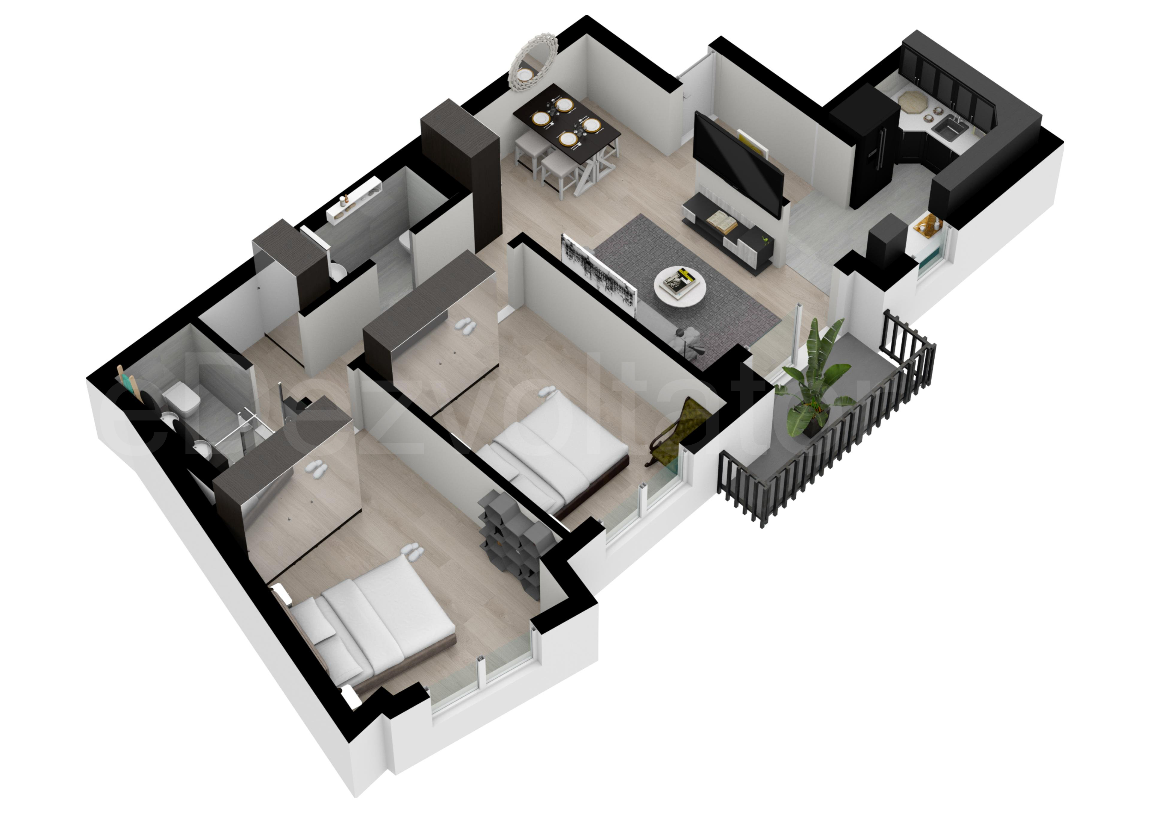Proiecție 3D Apartament 3 camere 79 mp Lake House 2