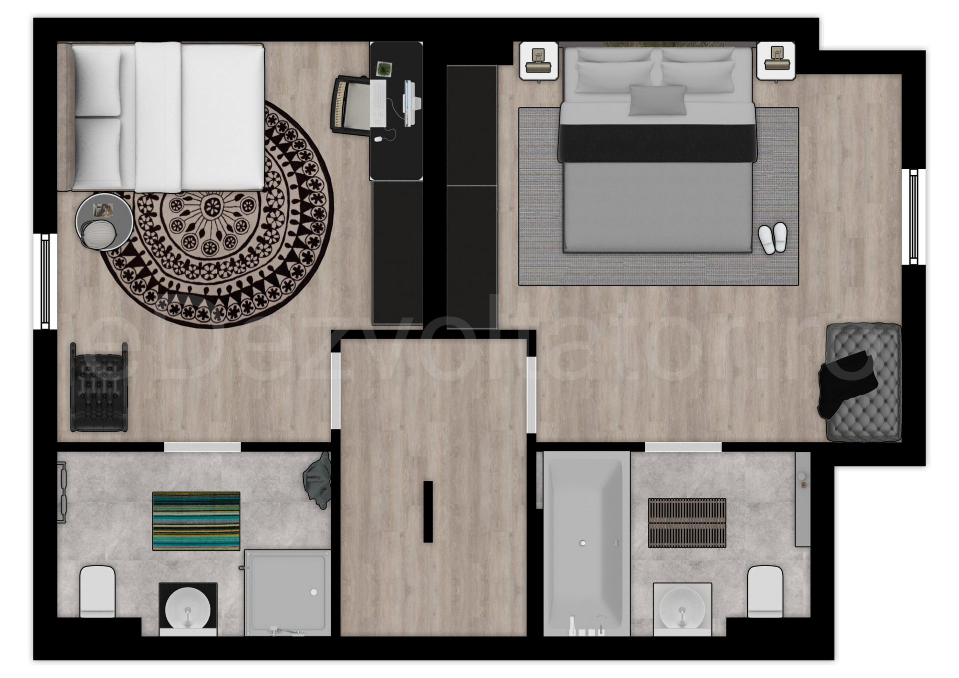 Proiecție 2D etaj 1 Vila duplex cu un etaj și mansardă 141 mp Doxa Gardens