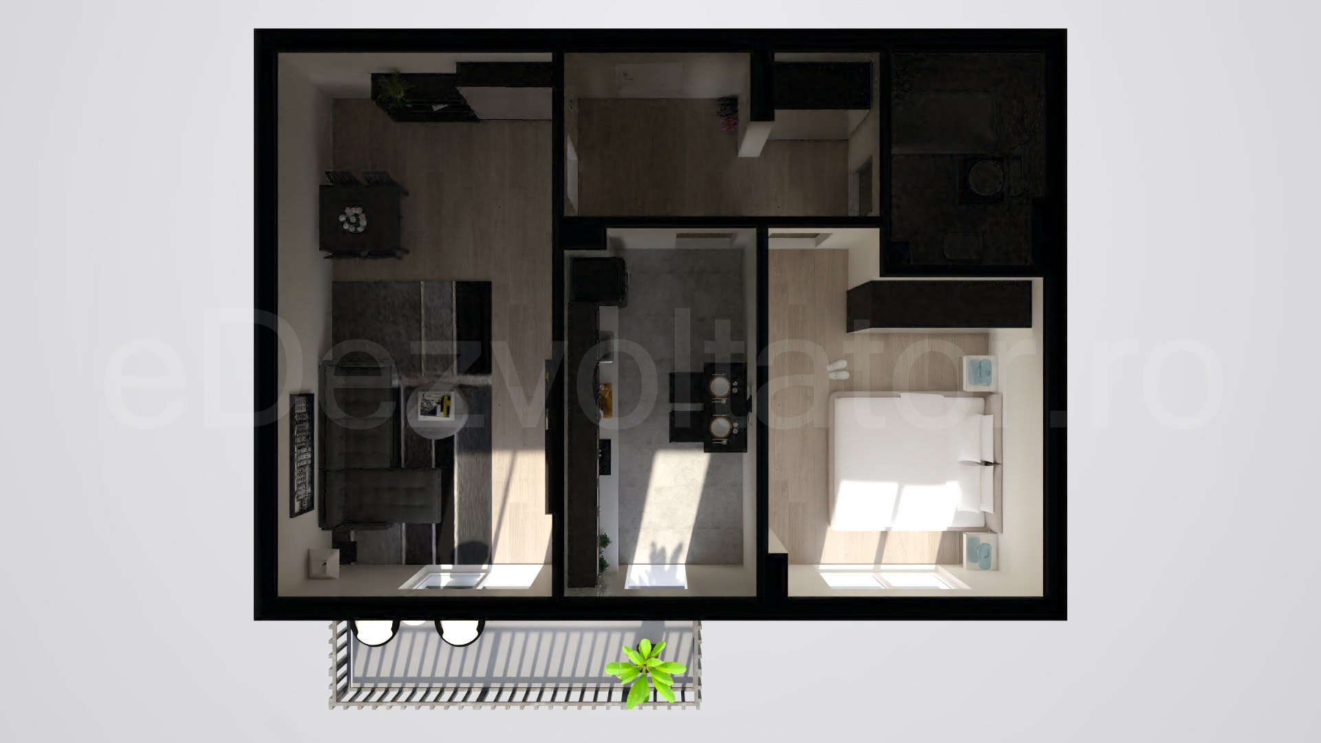 Simulare iluminat natural  Apartament 2 camere 67 mp Astorium My Home