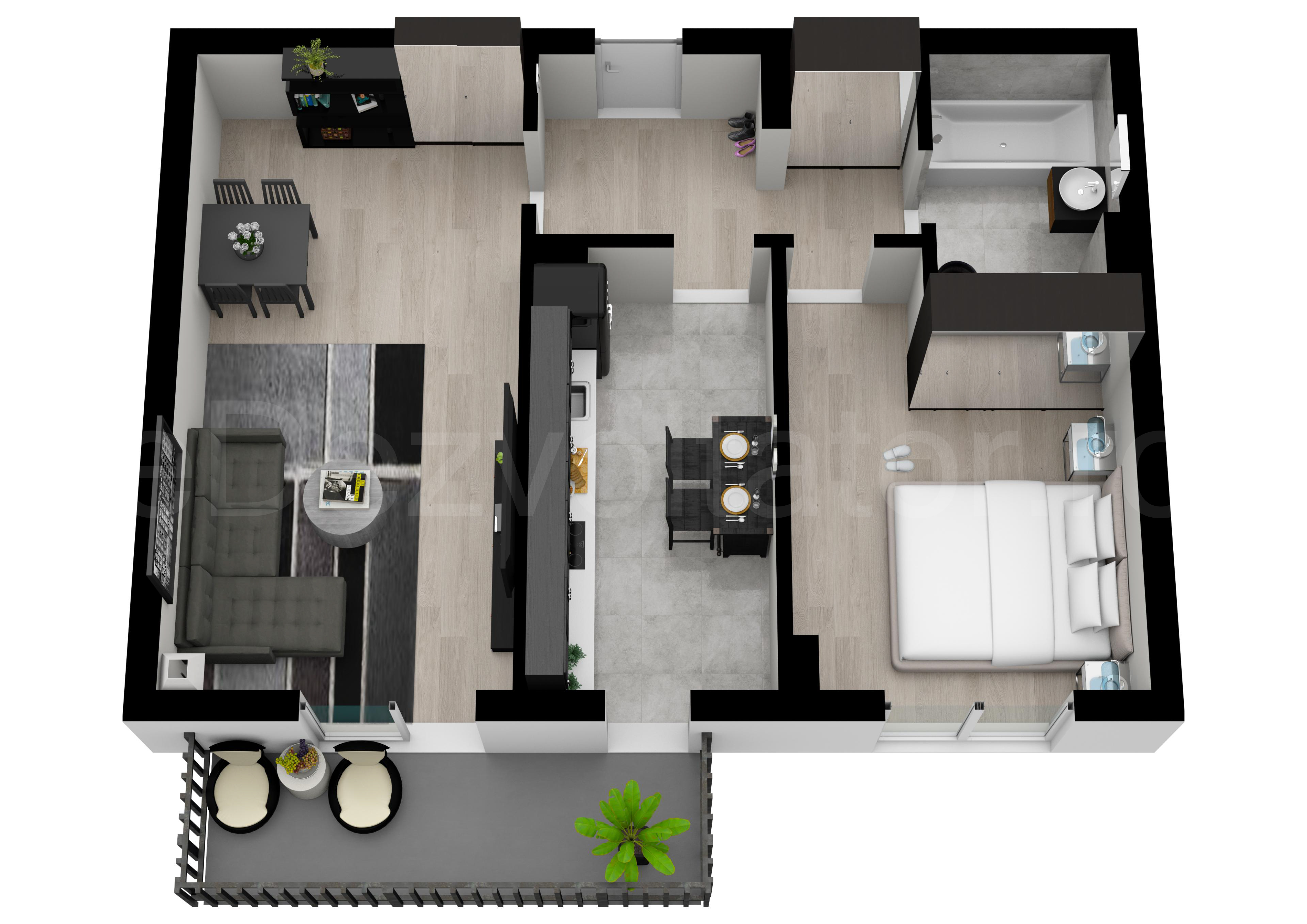 Proiecție 3D Apartament 2 camere 67 mp Astorium My Home