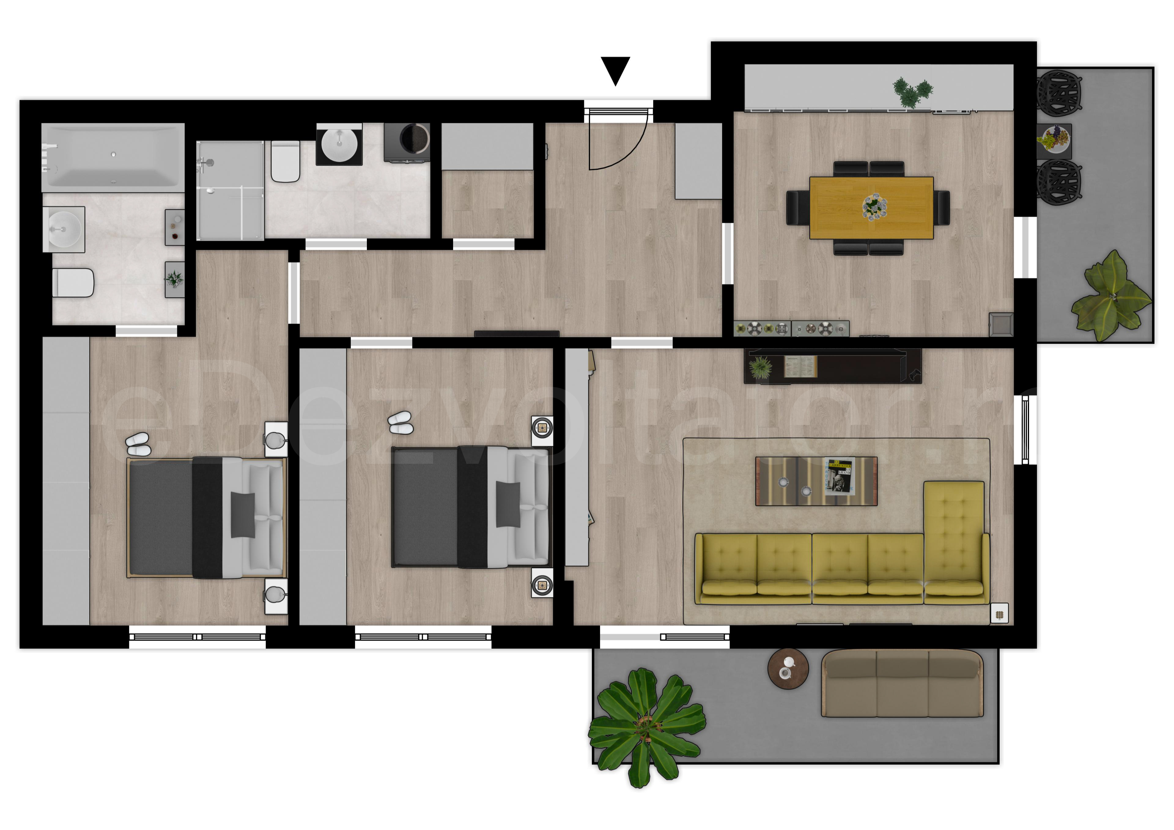Proiecție 2D Apartament 3 Camere 94mp Astorium My Home 