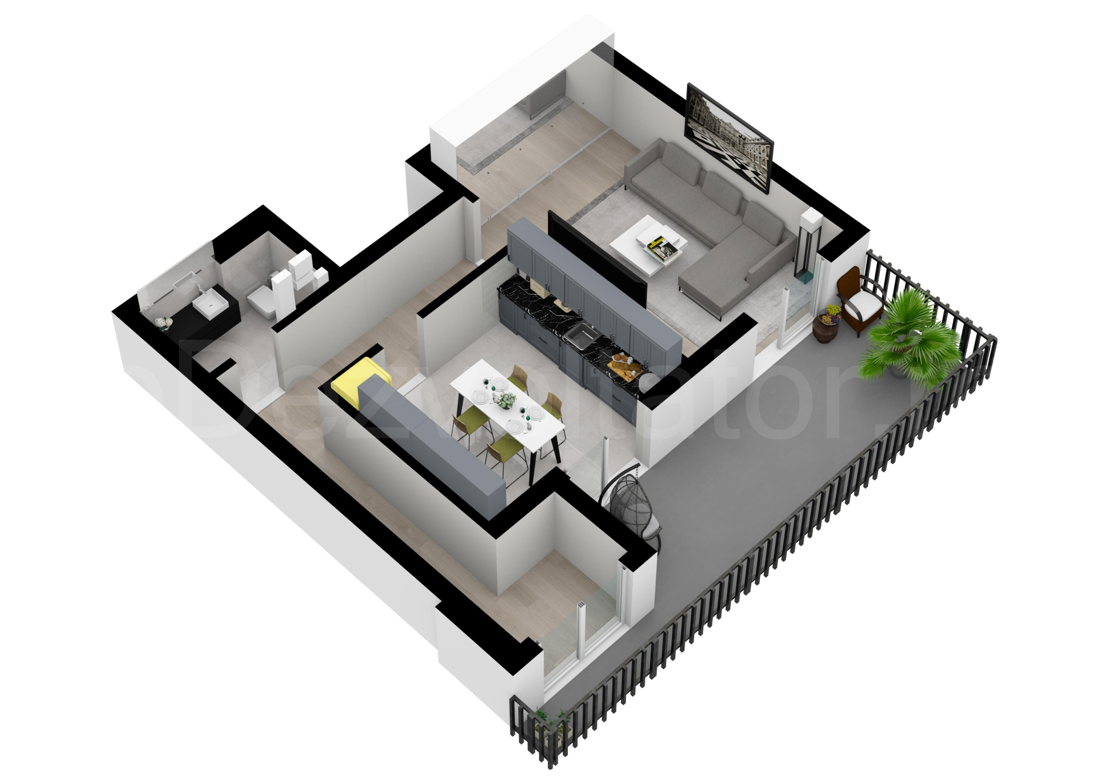 Proiecție 3D Apartament 3 camere 124 mp Astorium My Home