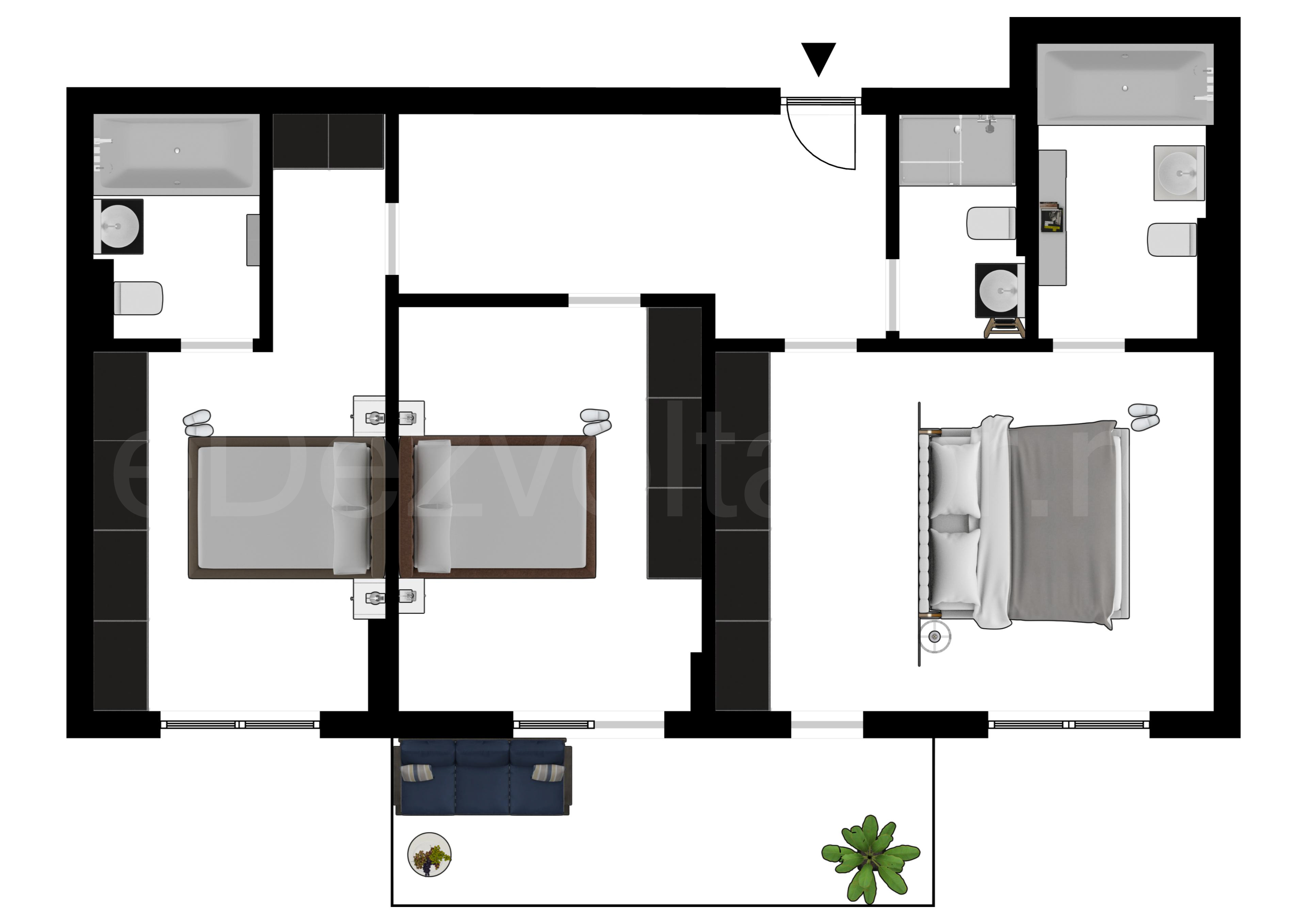 Proiecție 2D etaj 1 Apartament 4 camere 166 mp Astorium My Home