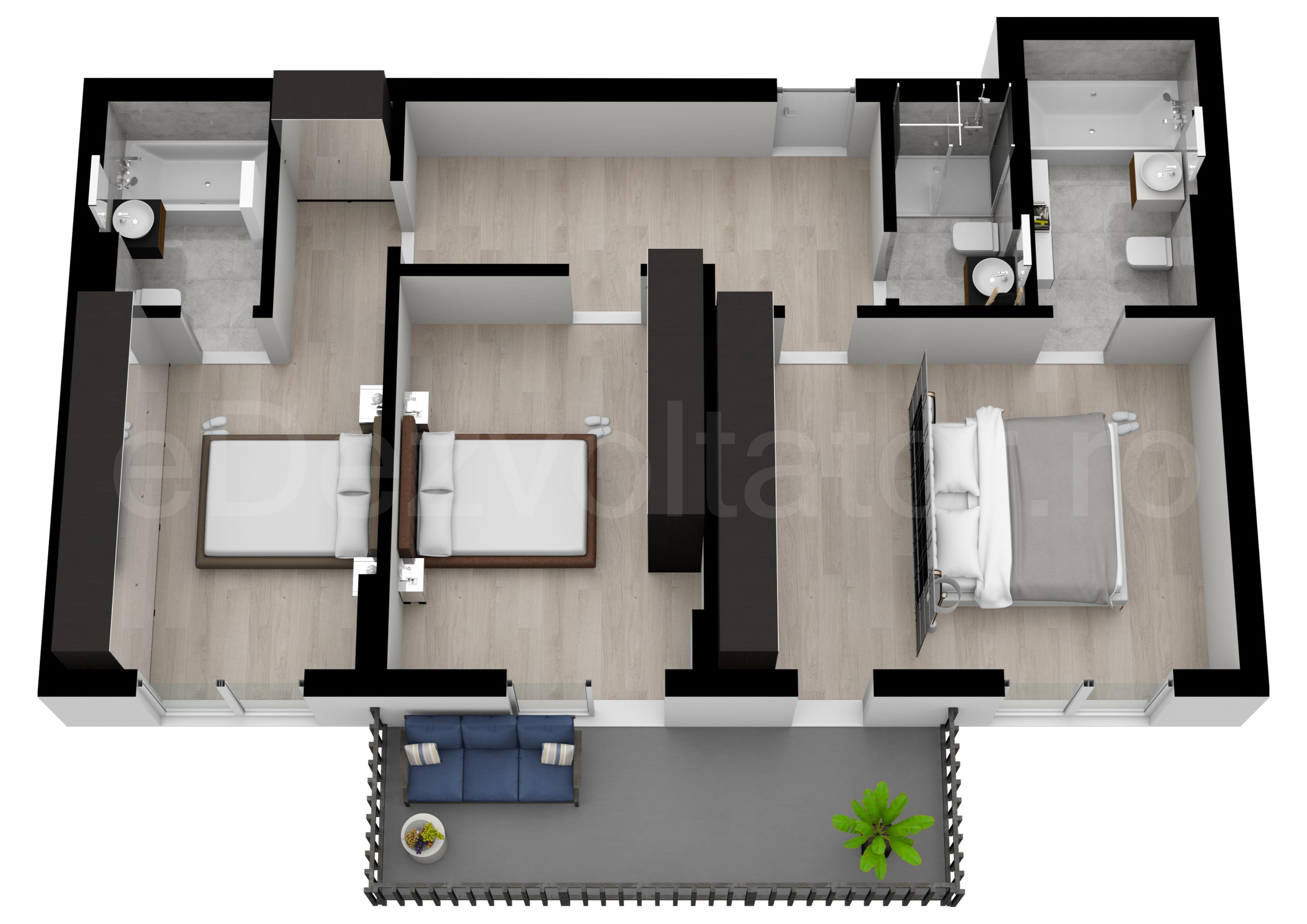 Compartimentare Nivel 2 Apartament 4 camere 166 mp Astorium My Home