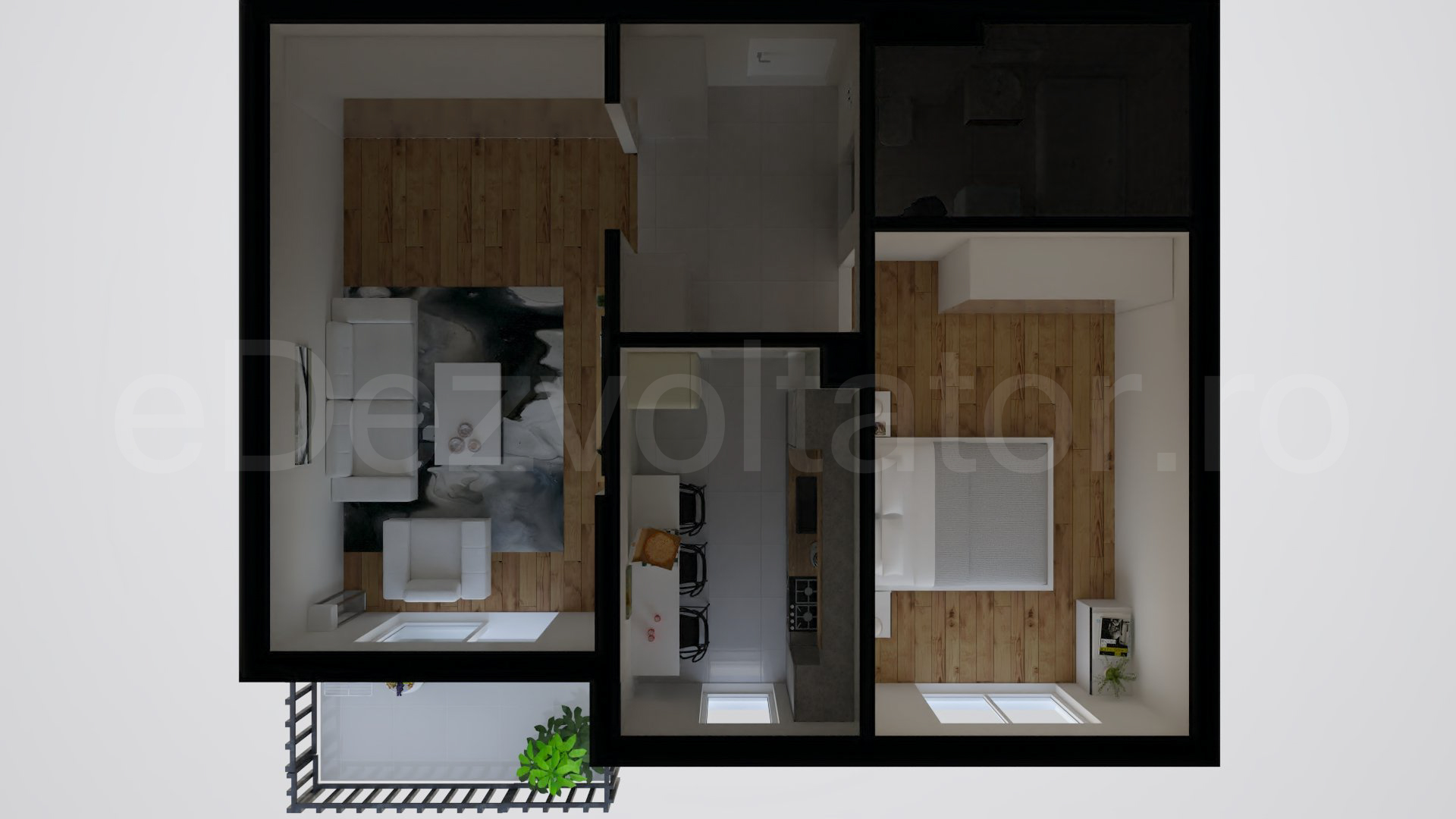 Simulare iluminat natural  Apartament 2 camere 60 mp Regnum Residence & Spa