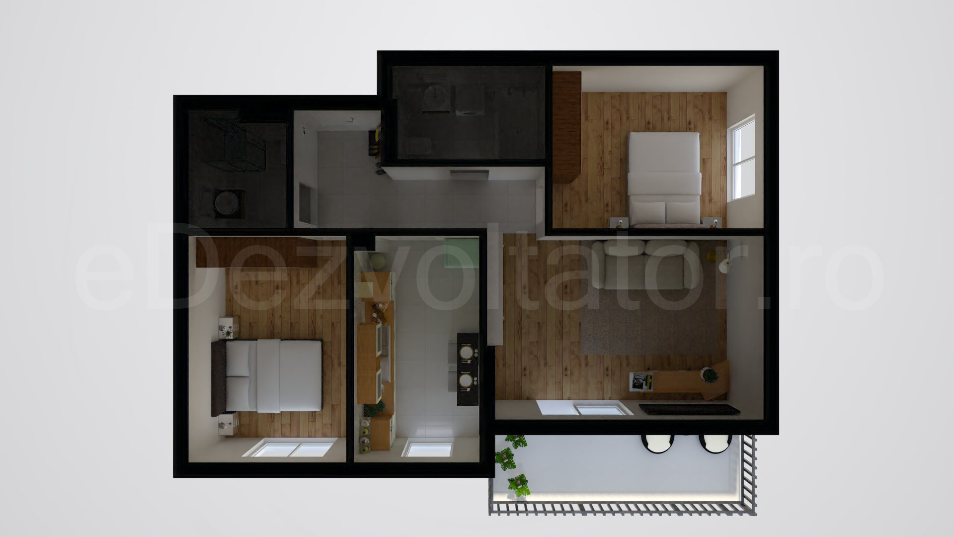 Simulare iluminat natural  Apartament 3 camere 81 mp Regnum Residence & Spa