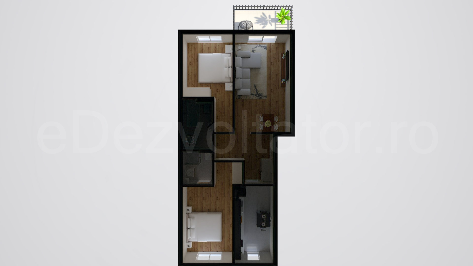 Simulare iluminat natural  Apartament 3 camere 84 mp Regnum Residence & Spa