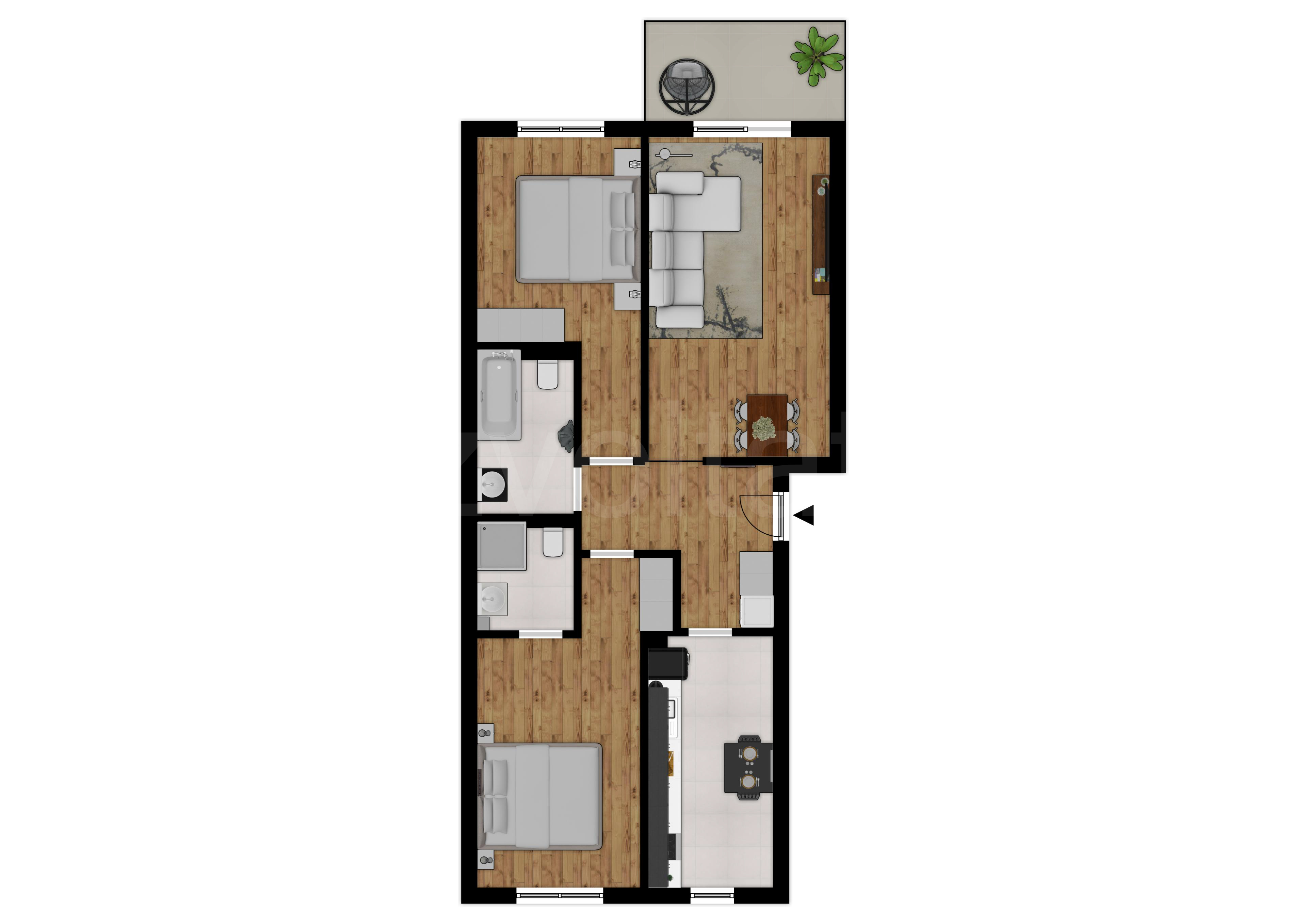 Proiecție 2D Apartament 3 camere 84 mp Regnum Residence & Spa 