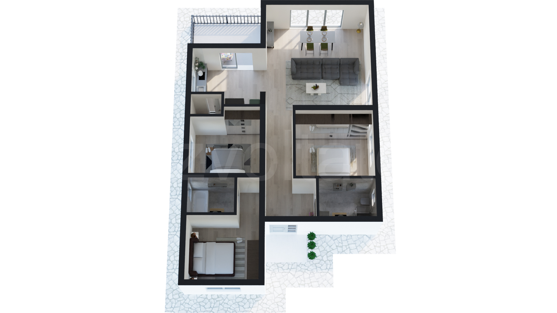 Proiecție 3D Casă individuală 106mp GRL Quality Residence - Lahovari