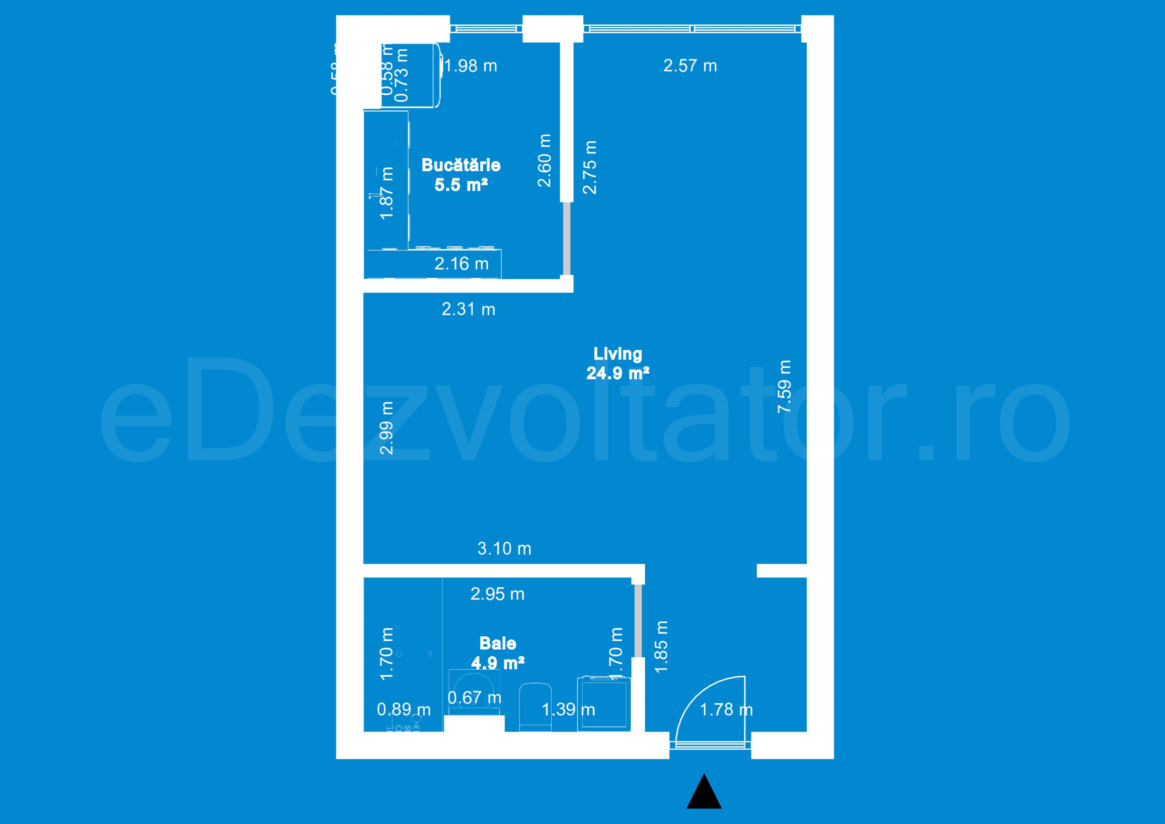Desen Tehnic Garsonieră 36mp HILS Pallady Apartments