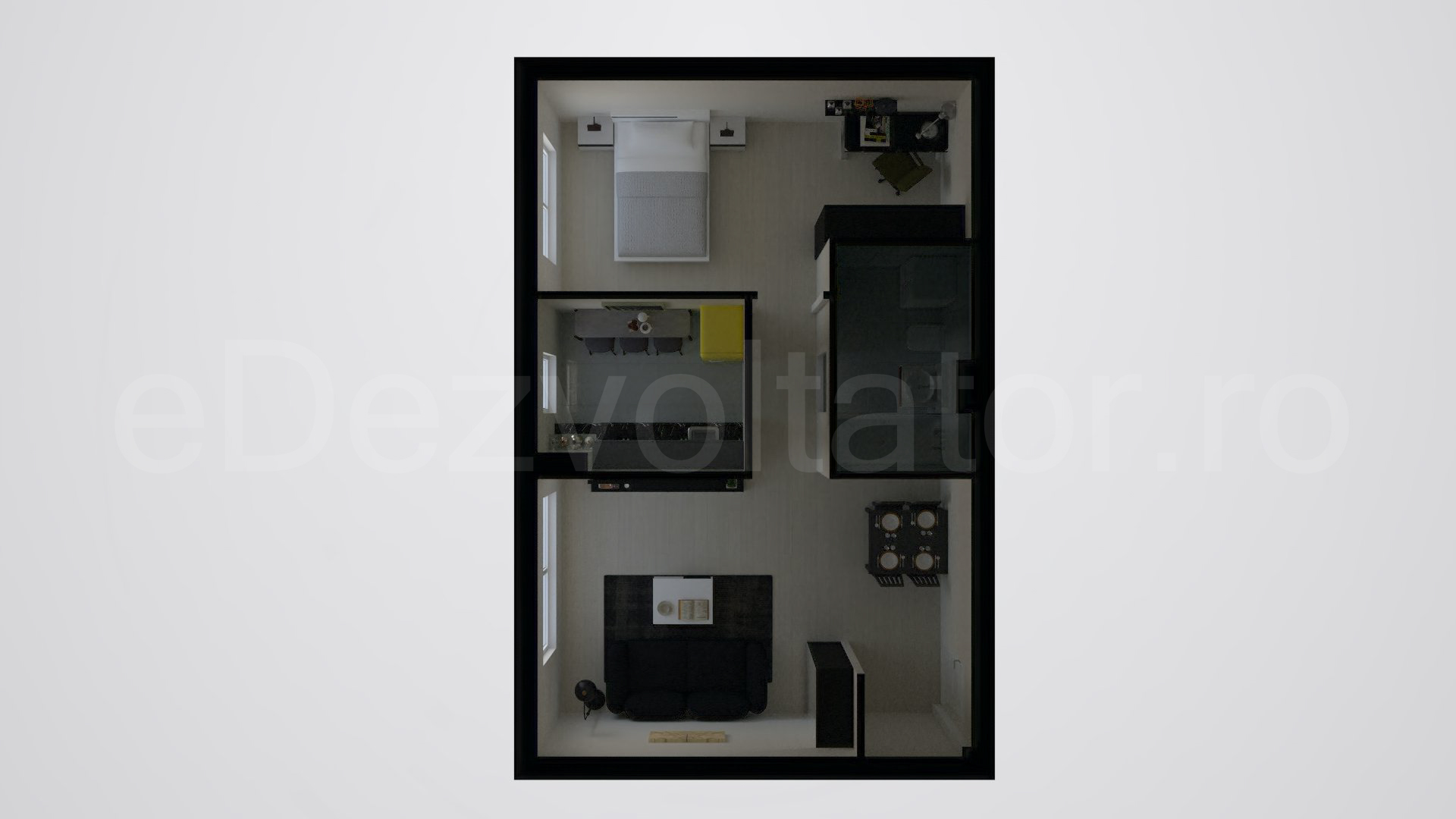 Simulare iluminat natural  Apartament 2 Camere 46mp HILS Pallady Apartments