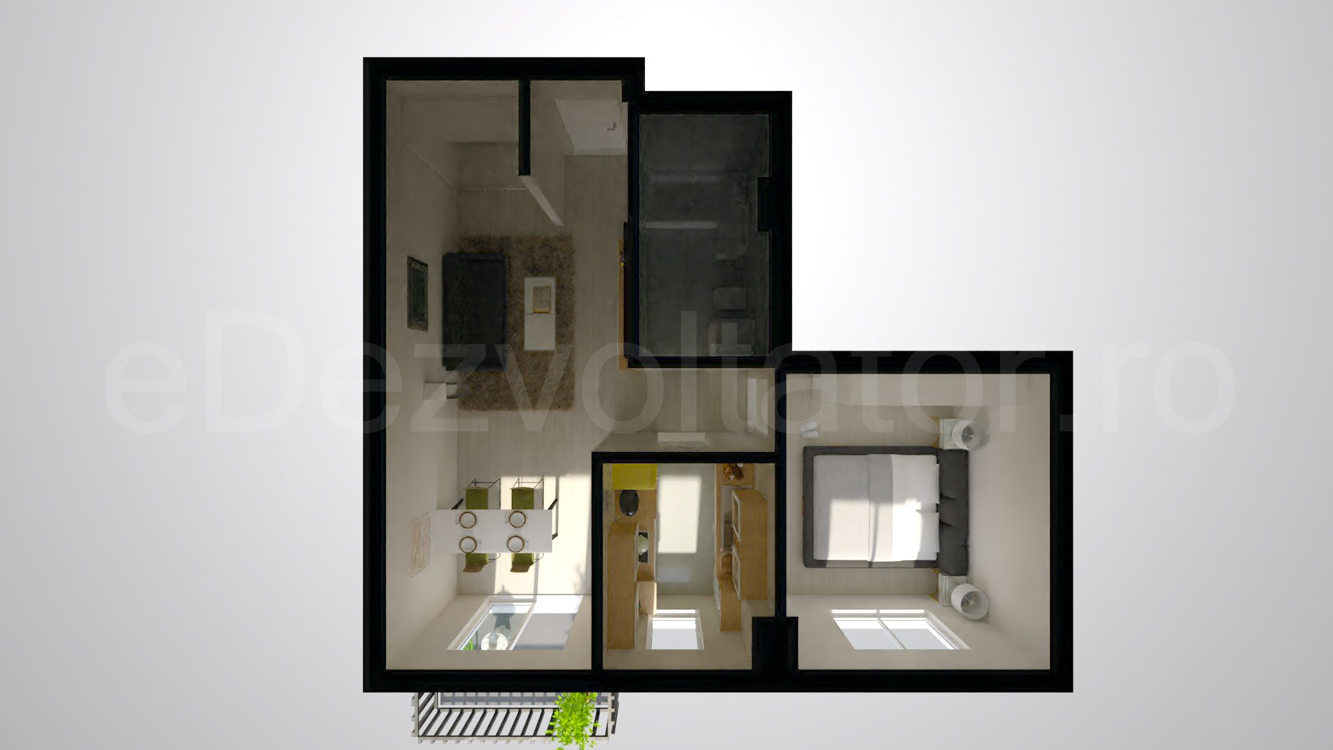Simulare iluminat natural  Apartament 2 Camere 52mp HILS Pallady Apartments