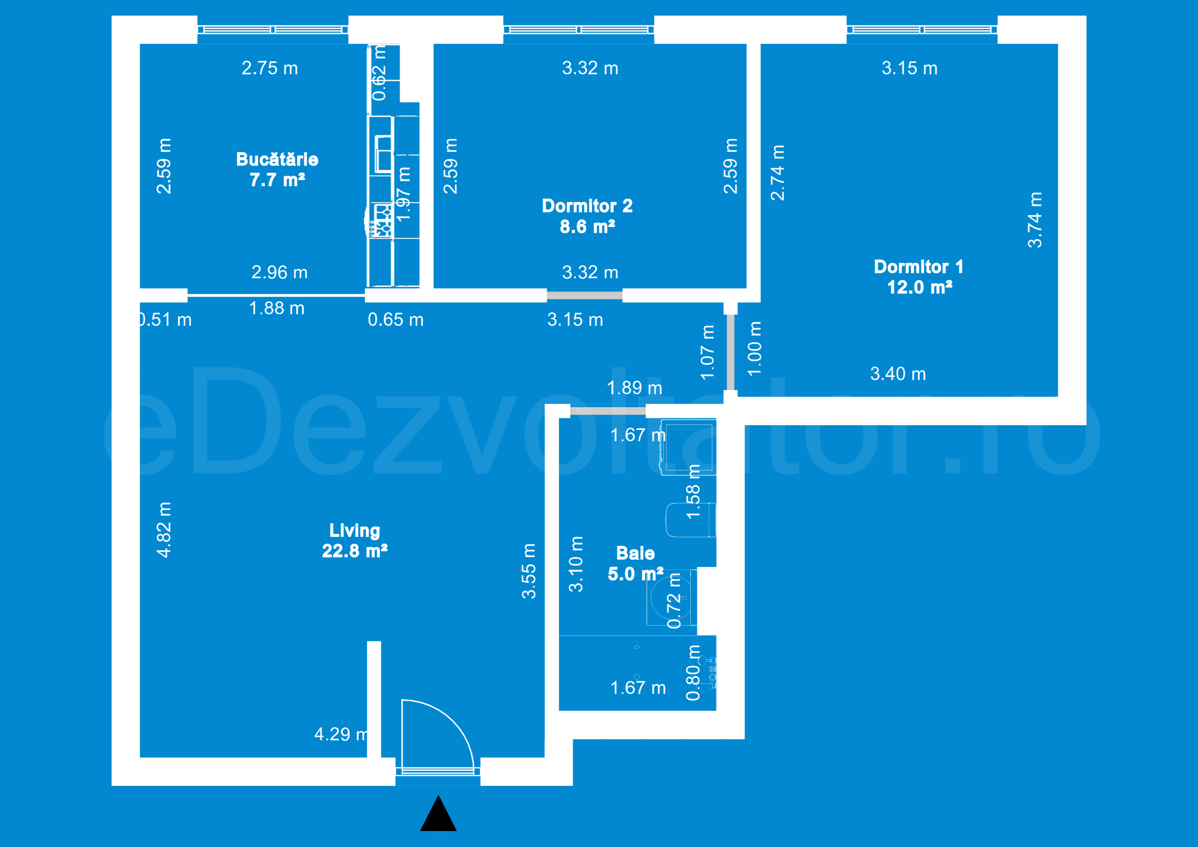 Desen Tehnic Apartament 3 camere 57 mp HILS Pallady Apartments