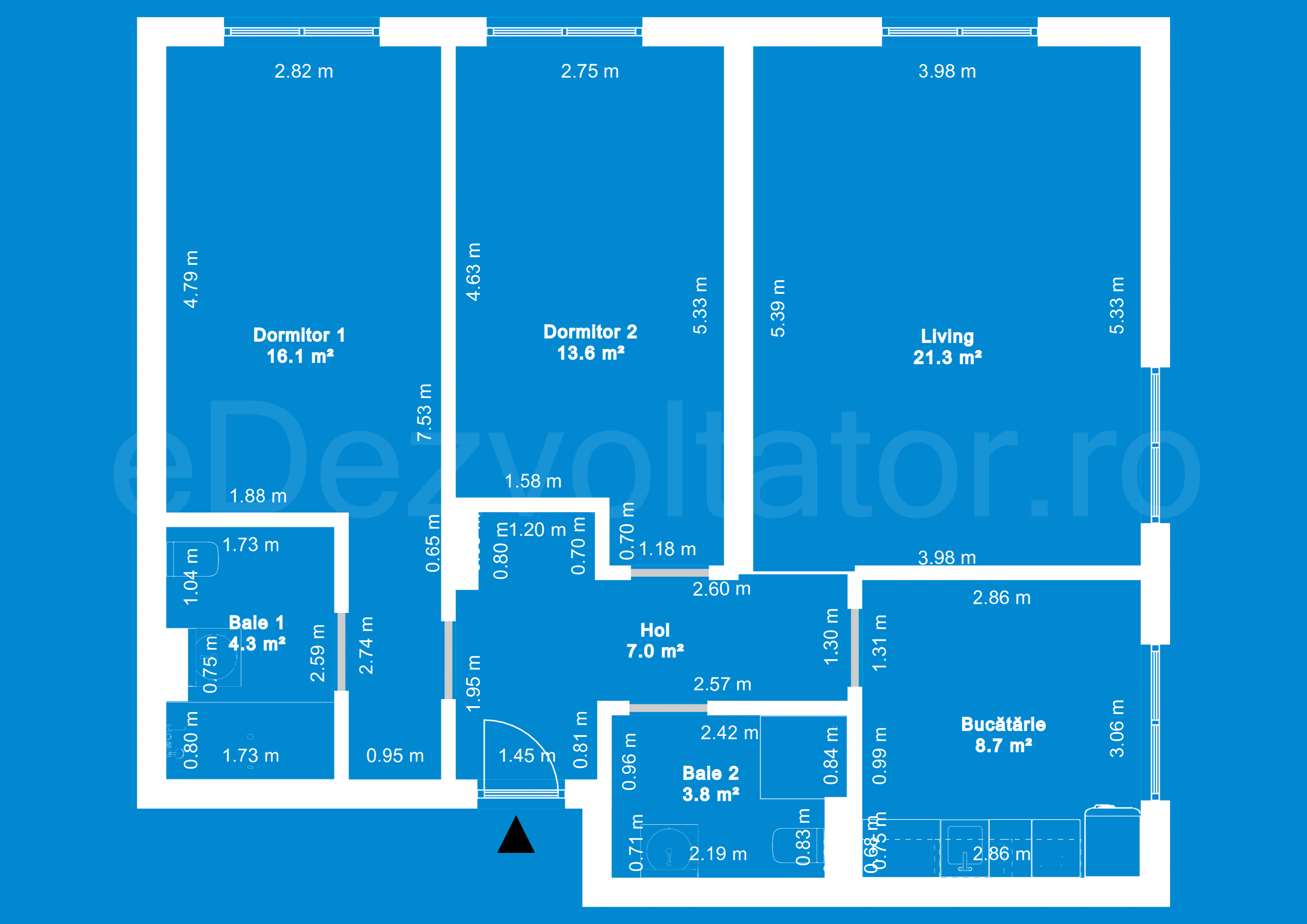 Desen Tehnic Apartament 3 camere 75 mp HILS Pallady Apartments