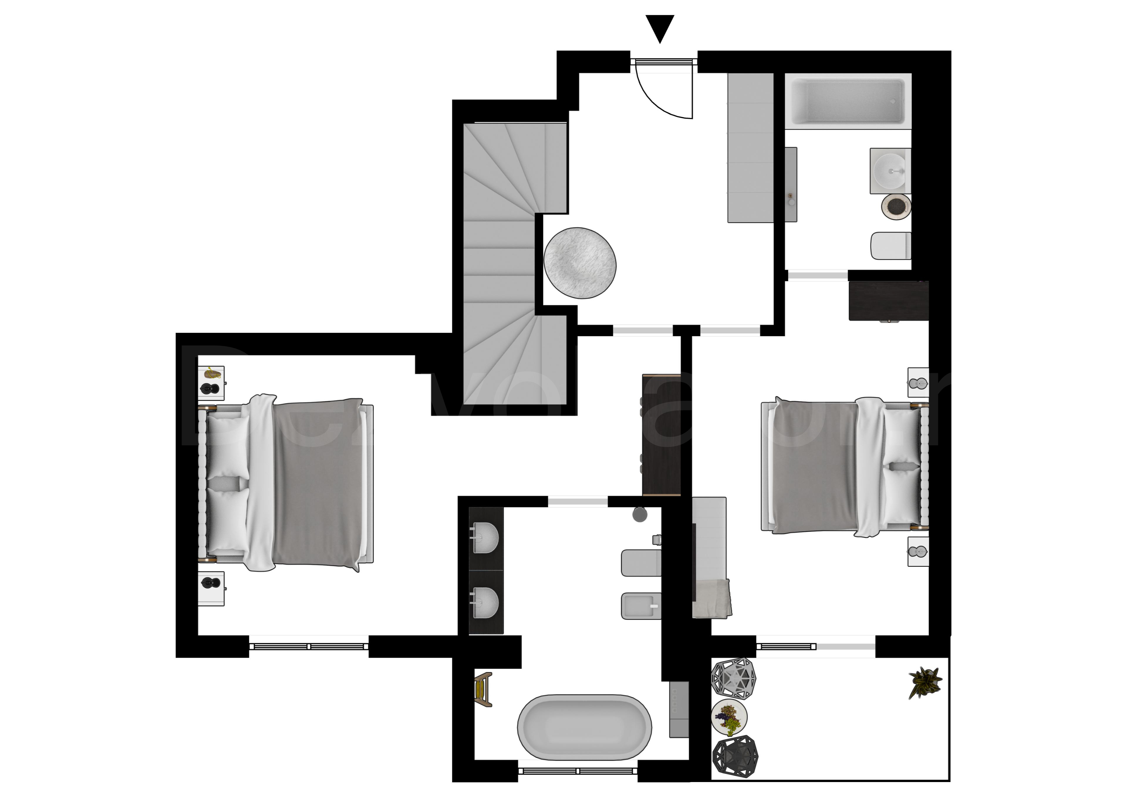 Proiecție 2D Apartament 4 Camere 226mp HILS Pallady Apartments 