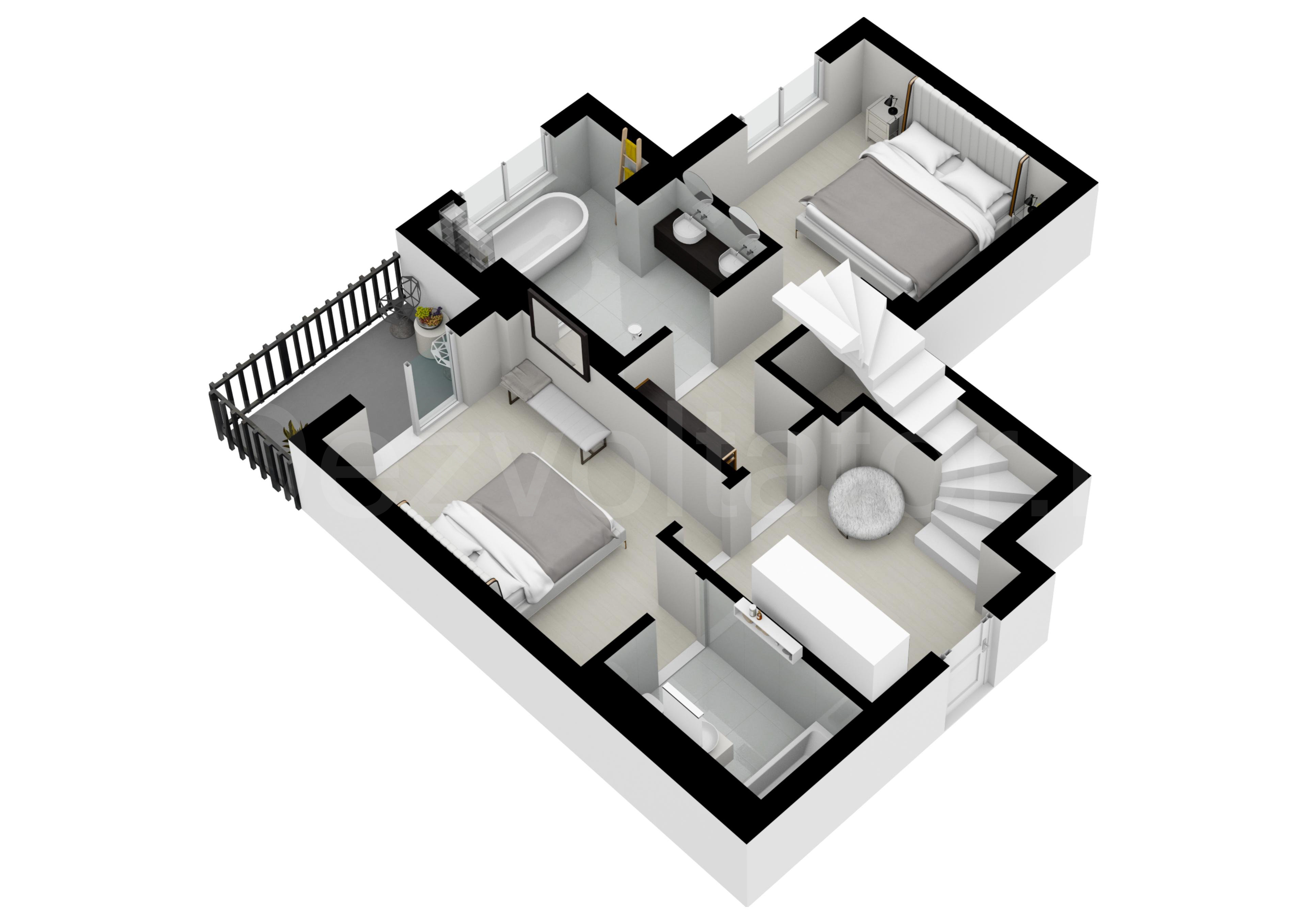 Proiecție 3D Apartament 4 Camere 226mp HILS Pallady Apartments