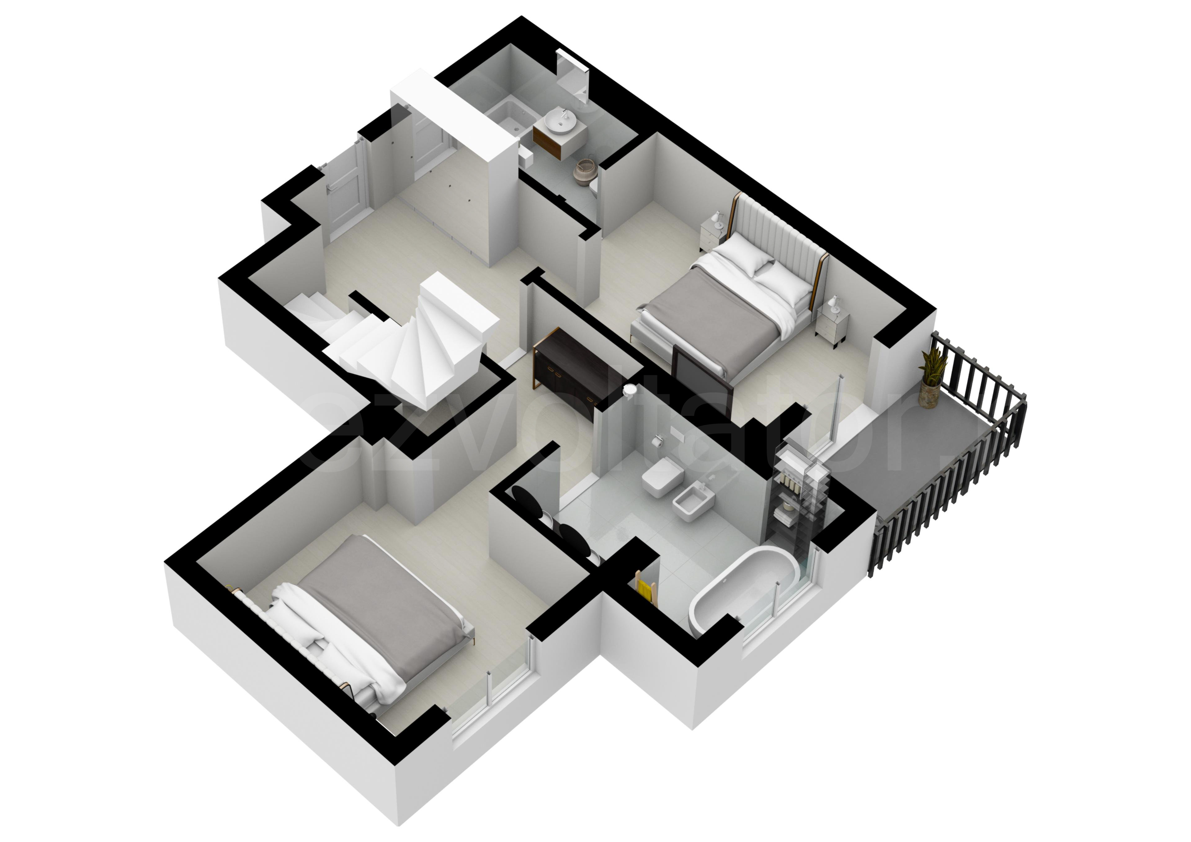 Apartament 4 Camere 226mp HILS Pallady Apartments Proiecție 3D Nivel 1