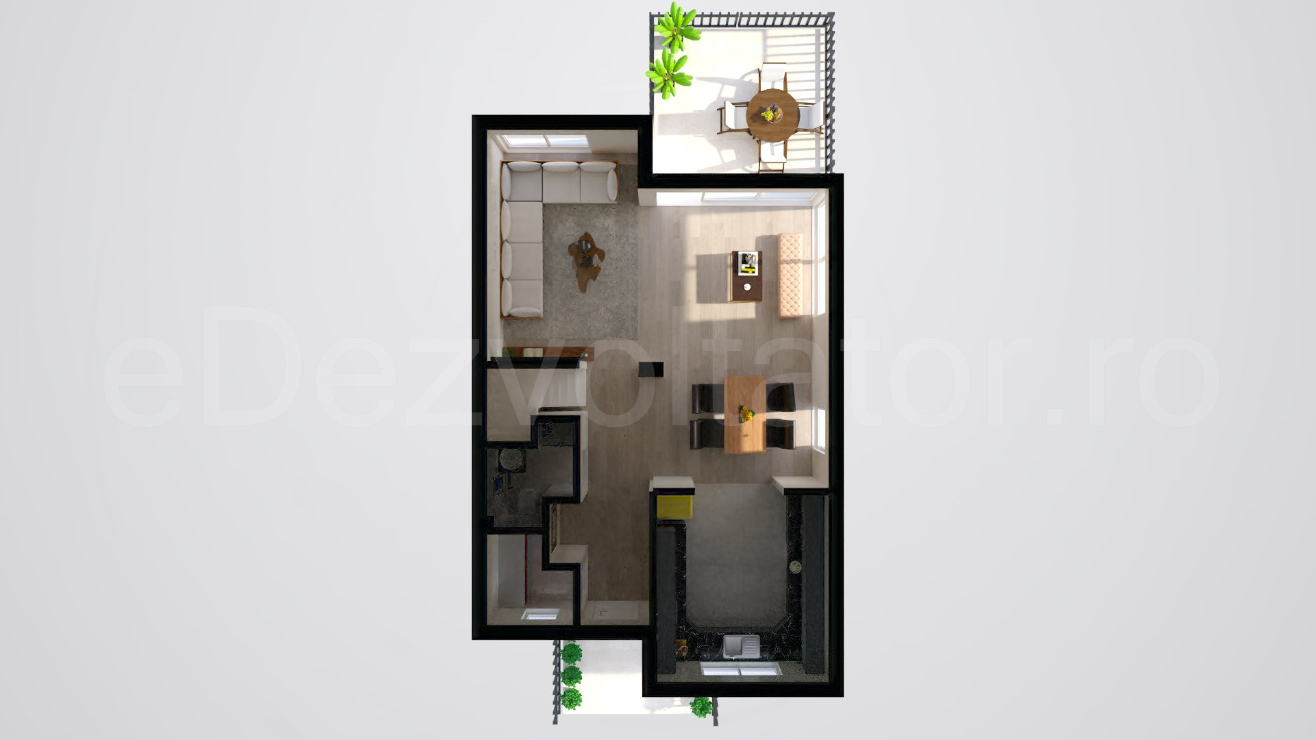 Simulare iluminat natural parter Vila duplex cu un etaj 142 mp Feel Home Residence