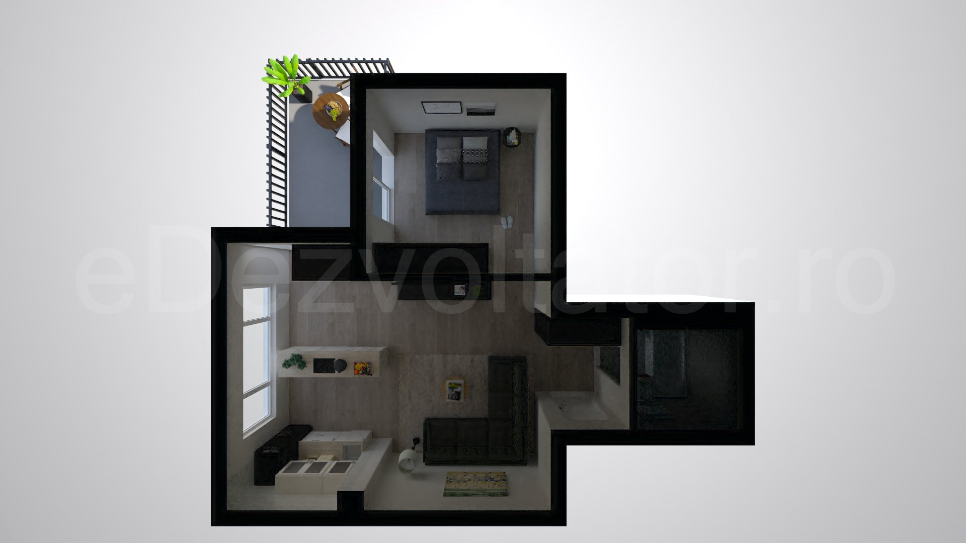 Simulare iluminat natural  Apartament 2 camere 55 mp Ivory Residence