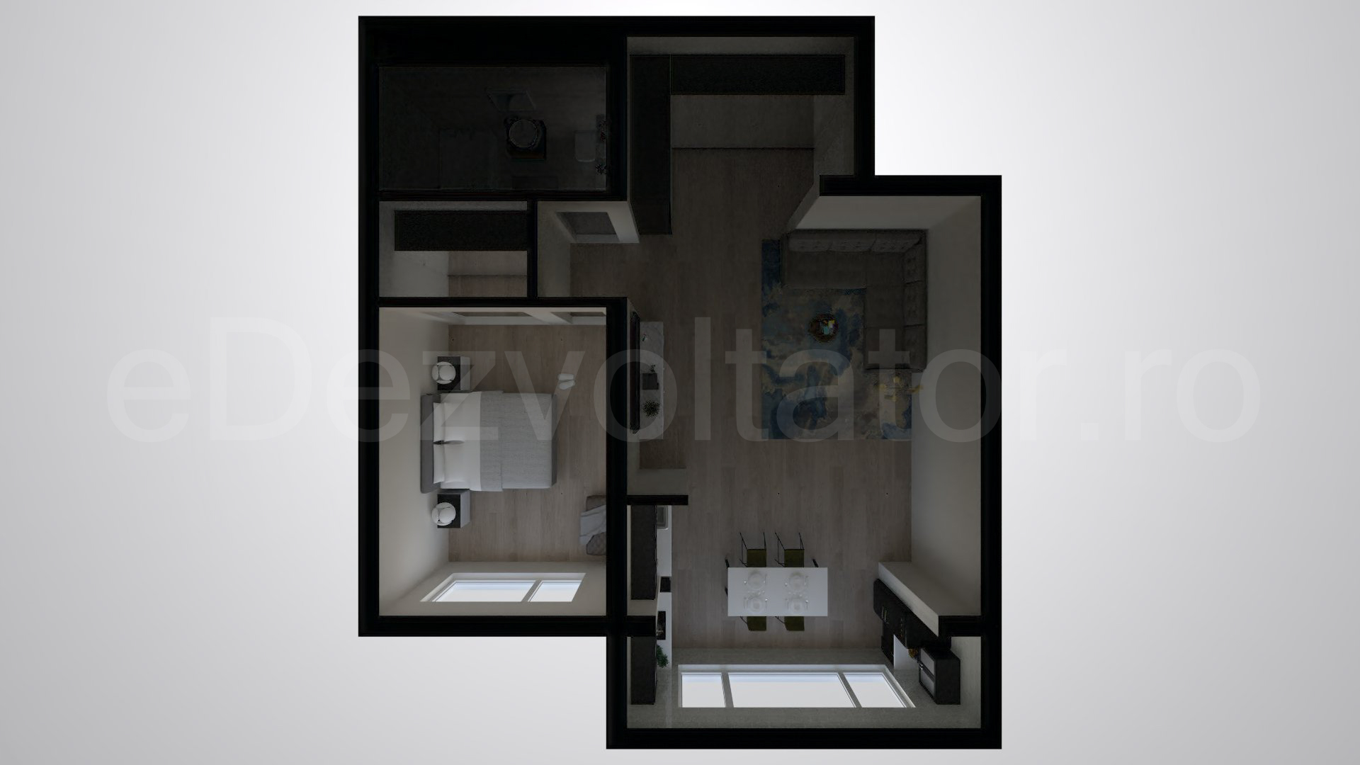 Simulare iluminat natural  Apartament 2 camere 68 mp Ivory Residence