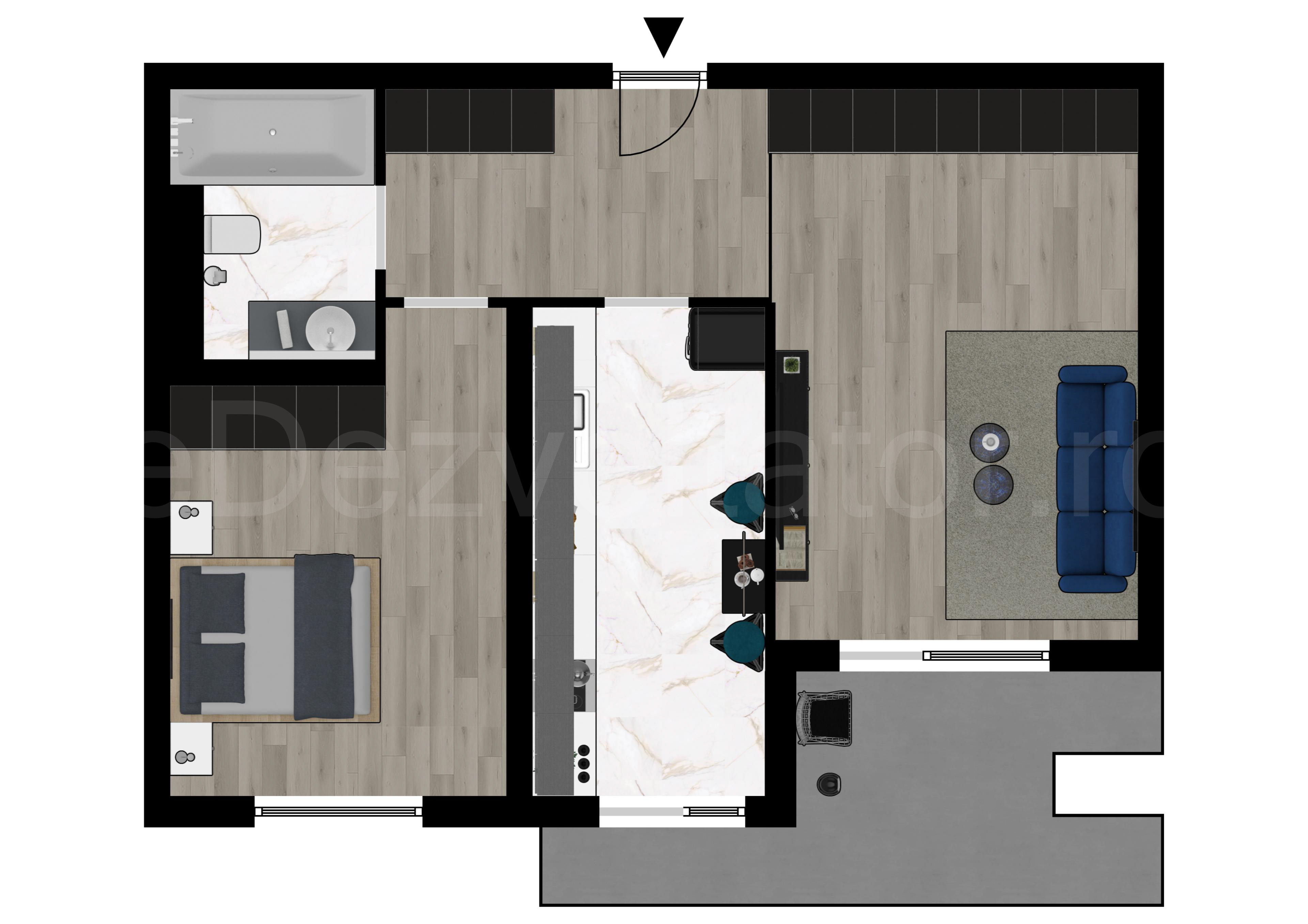 Proiecție 2D Apartament 2 Camere 63mp Core Timpuri Noi 