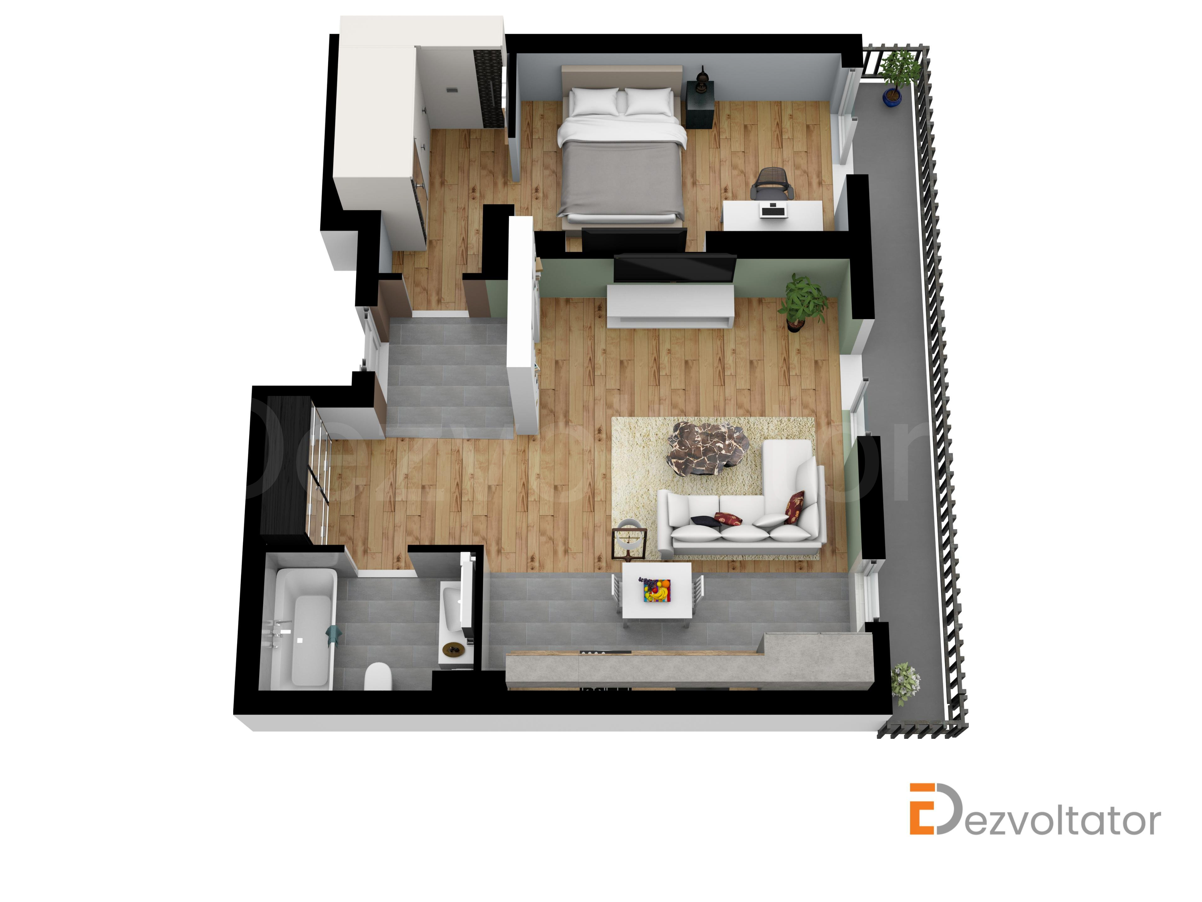 Apartament 2 Camere 66mp Avrig Park Residence Proiecție 3D 
