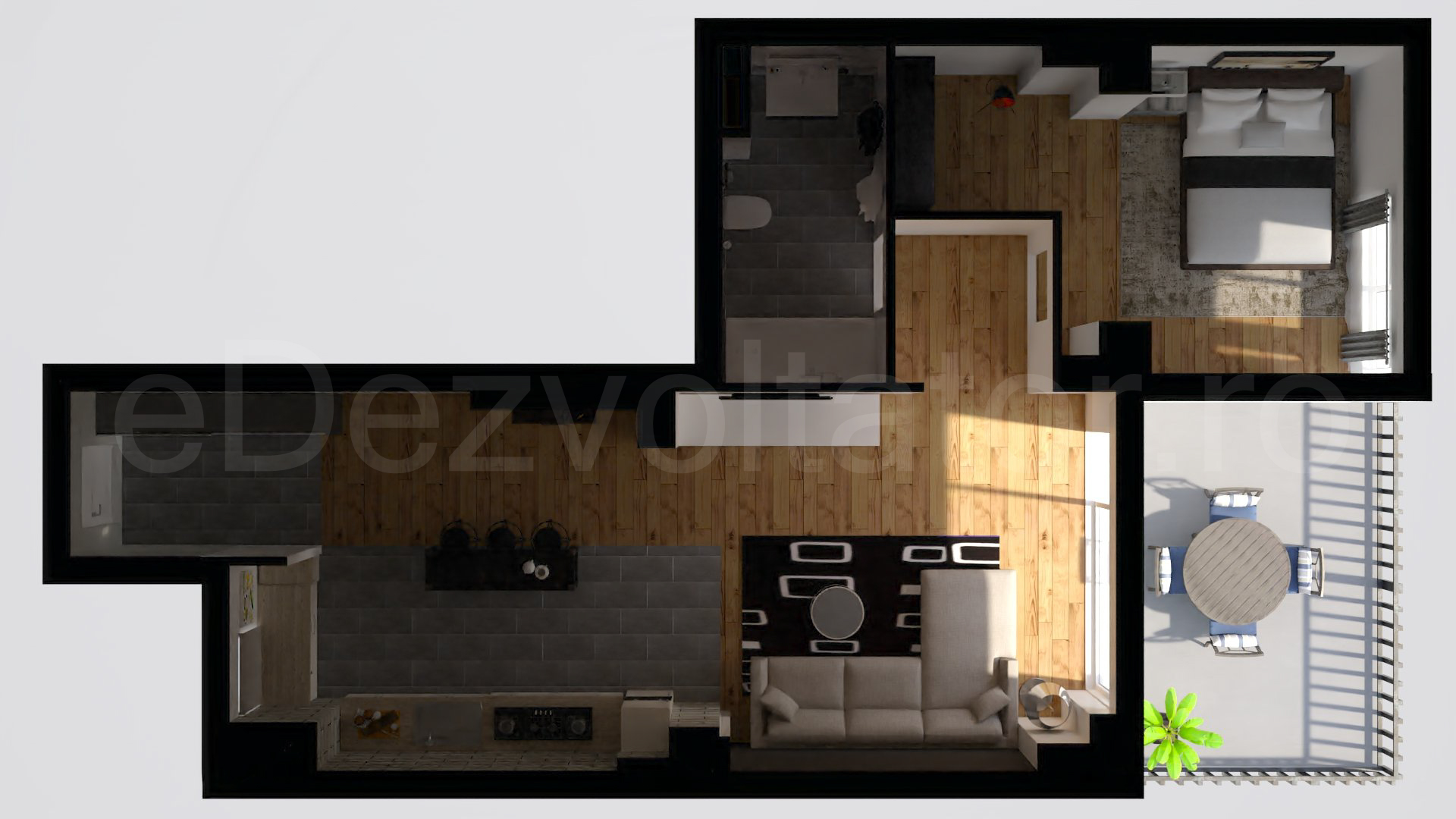 Simulare iluminat natural  Apartament 2 Camere 75mp Avrig Park Residence