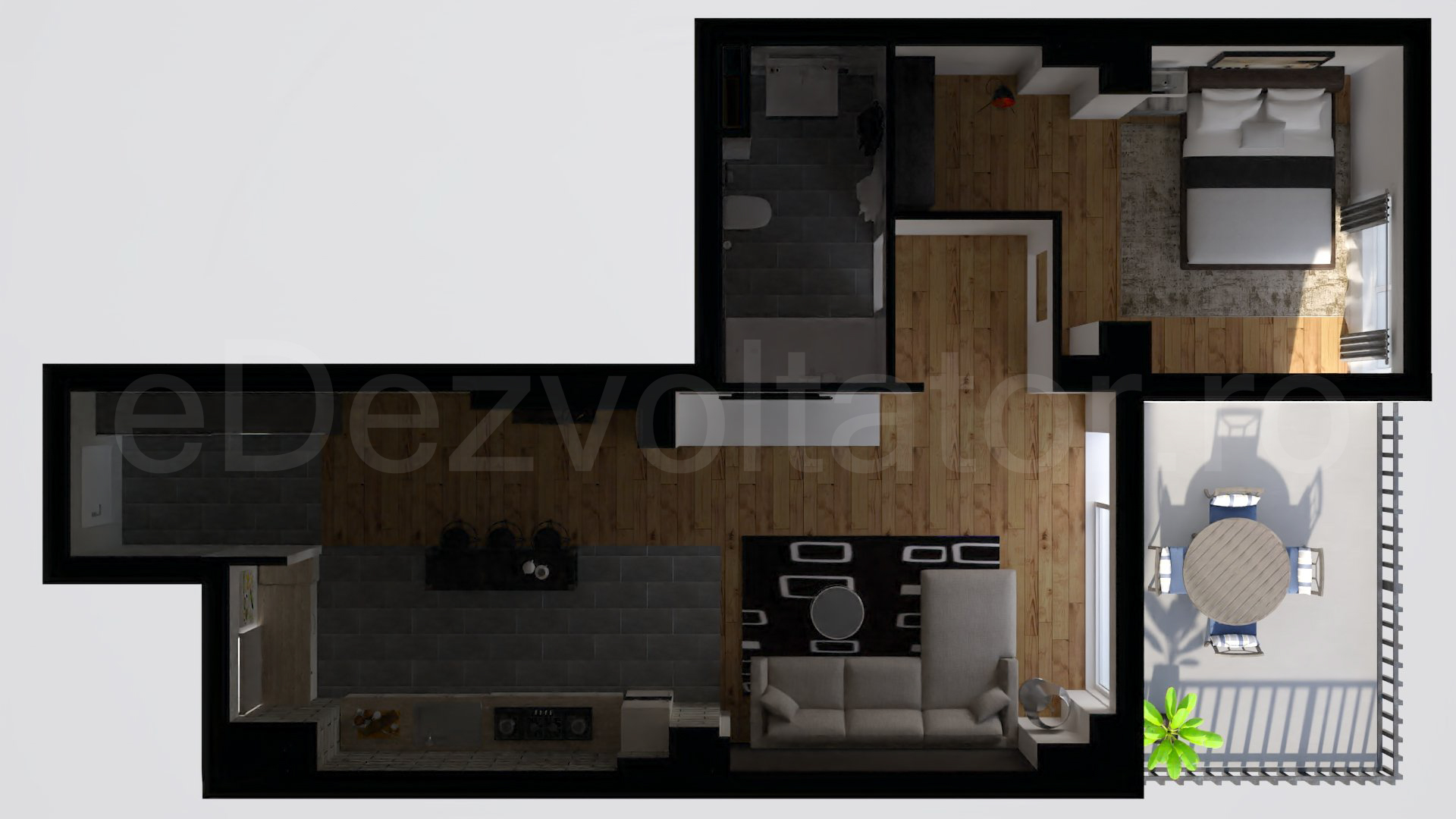 Simulare iluminat natural  Apartament 2 Camere 75mp Avrig Park Residence