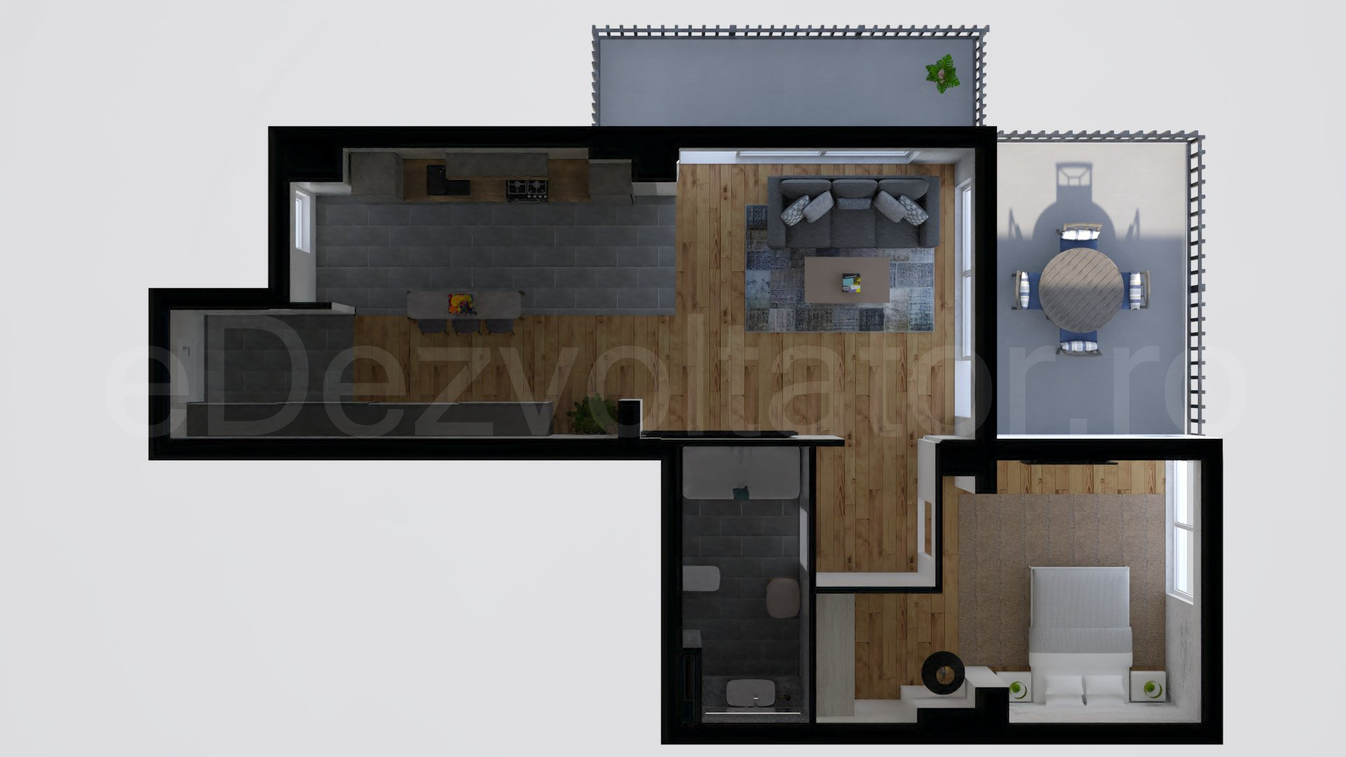 Simulare iluminat natural  Apartament 2 camere 83 mp Avrig Park Residence