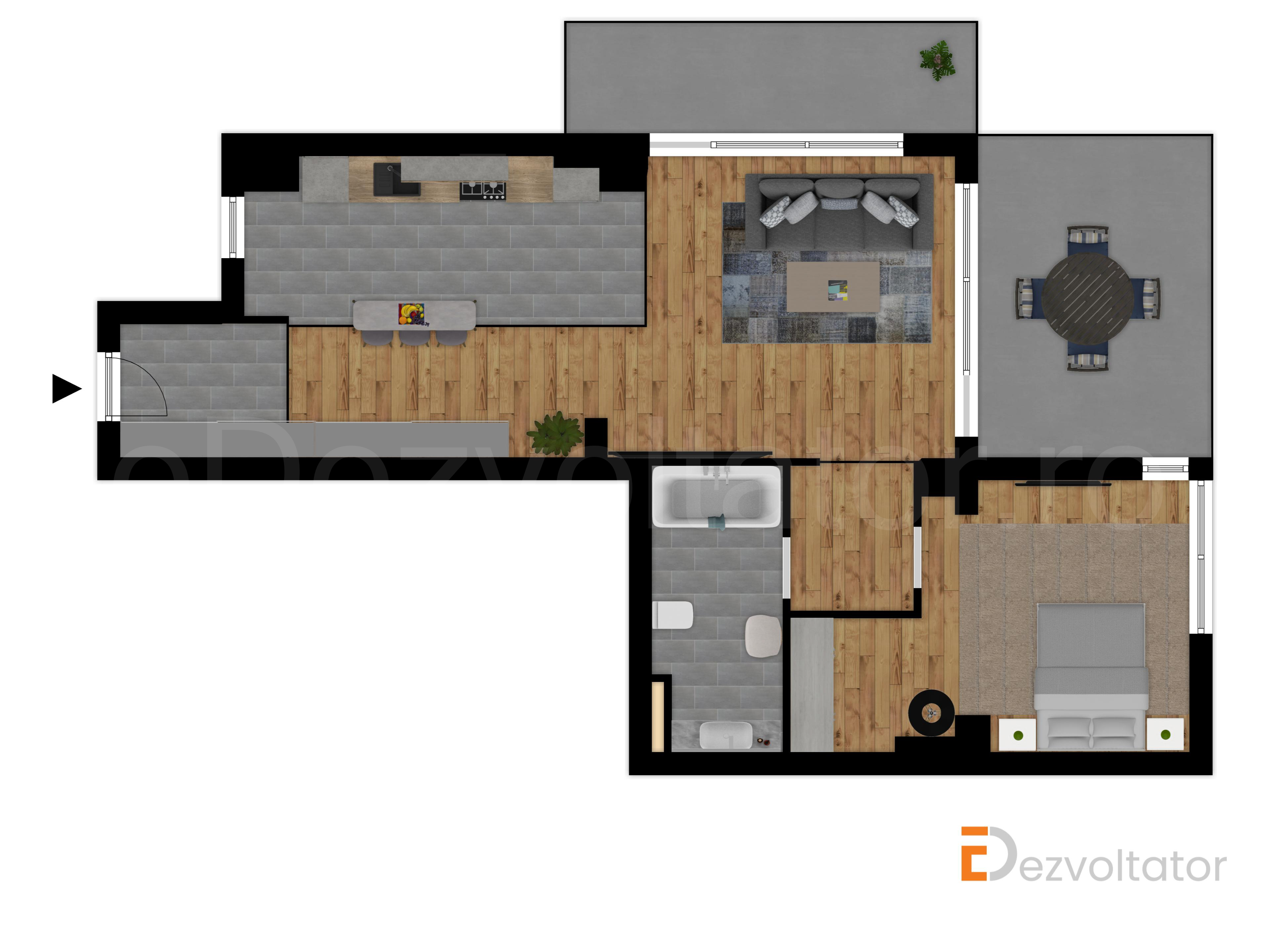 Proiecție 2D Apartament 2 camere 83 mp Avrig Park Residence 