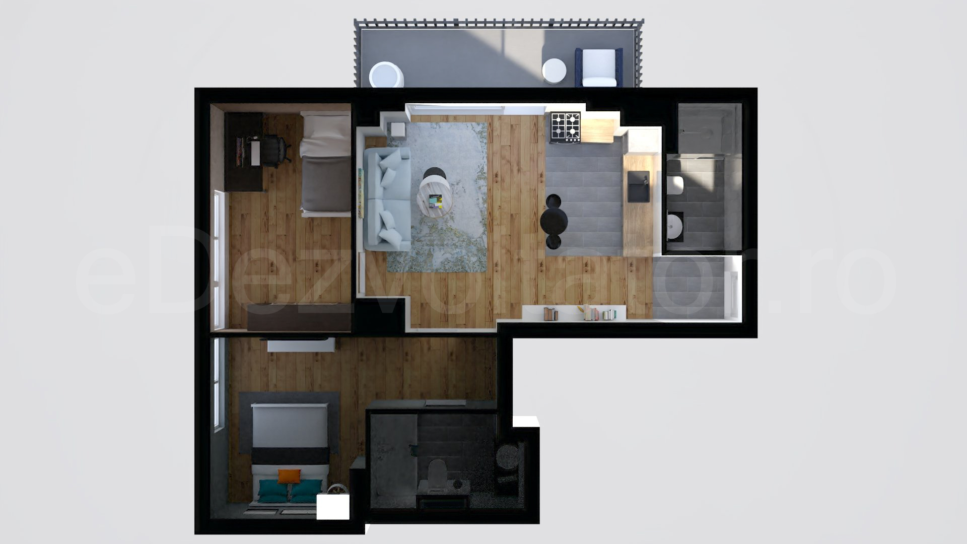 Simulare iluminat natural  Apartament 3 camere 64 mp Avrig Park Residence