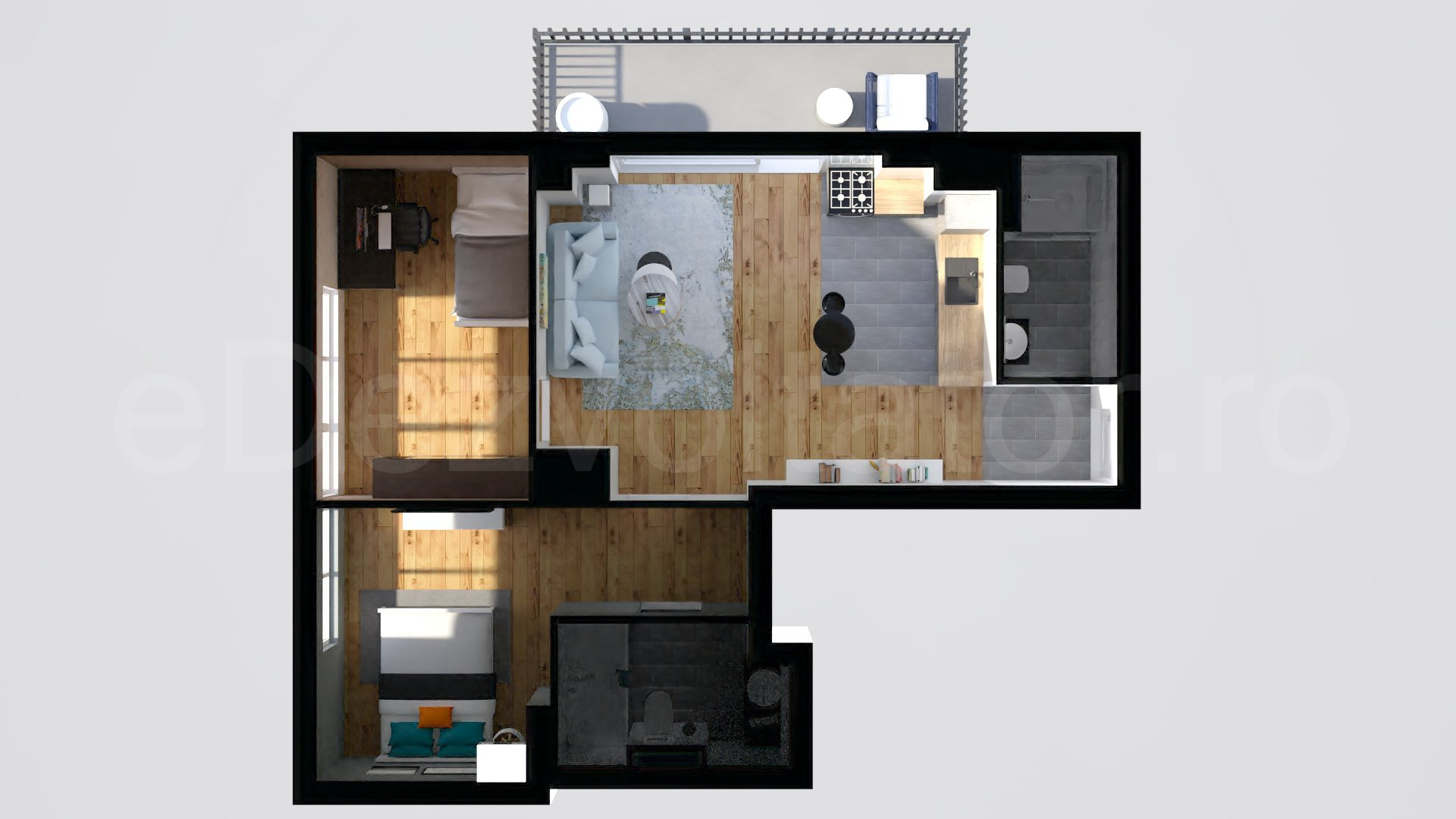 Simulare iluminat natural  Apartament 3 camere 64 mp Avrig Park Residence