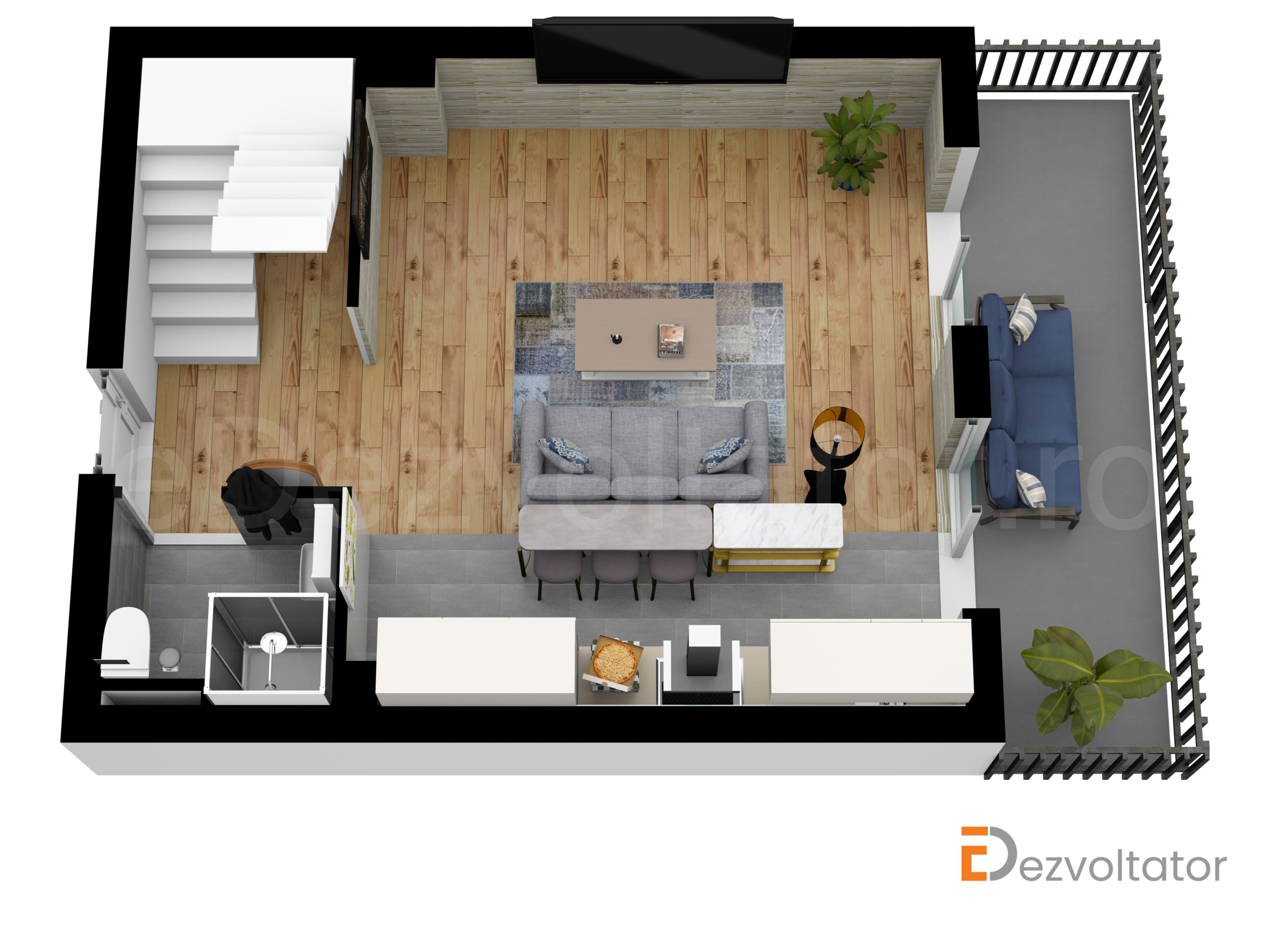 Proiecție 3D Apartament 3 Camere 90mp Avrig Park Residence