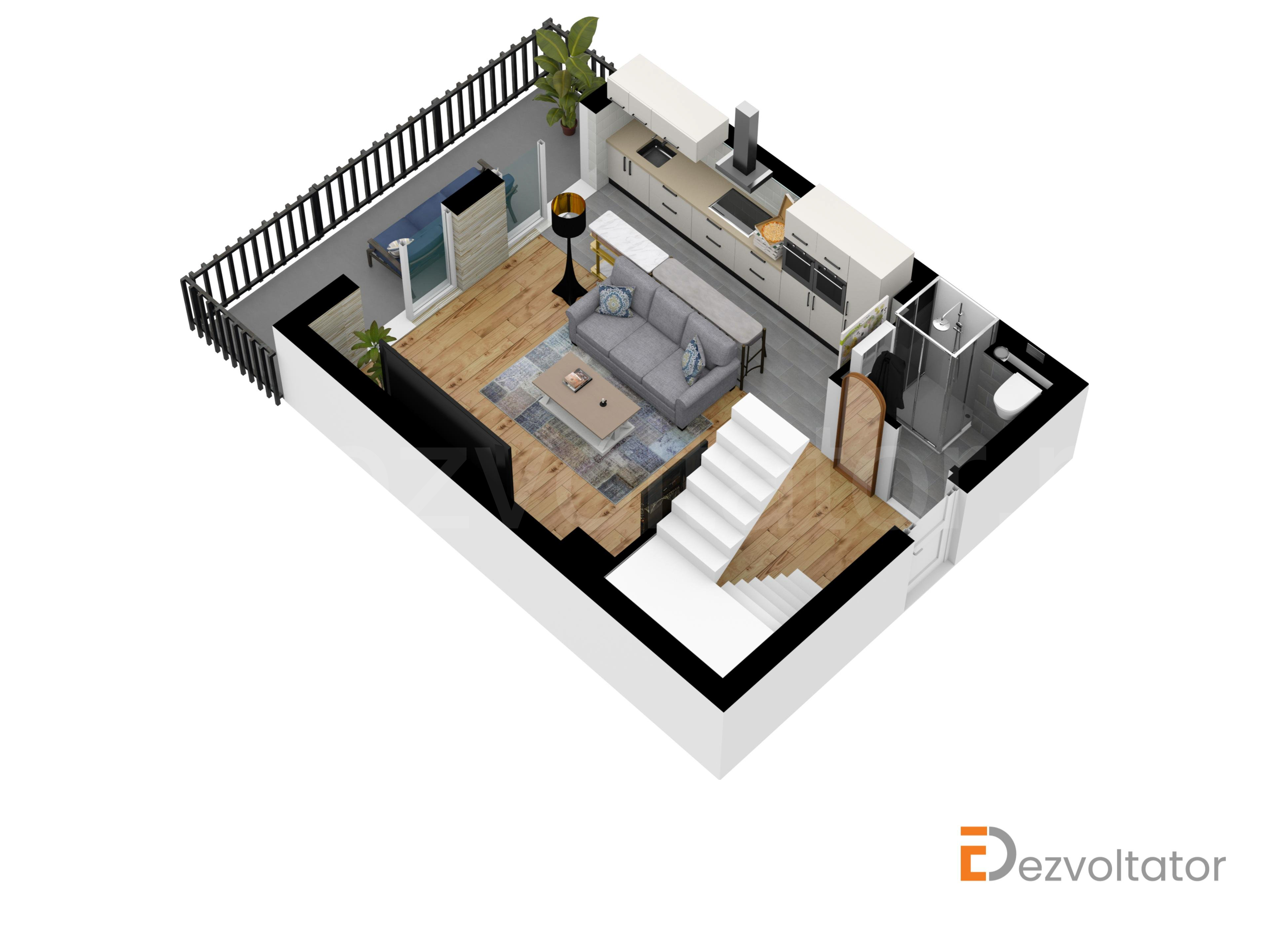 Apartament 3 Camere 90mp Avrig Park Residence Proiecție 3D 