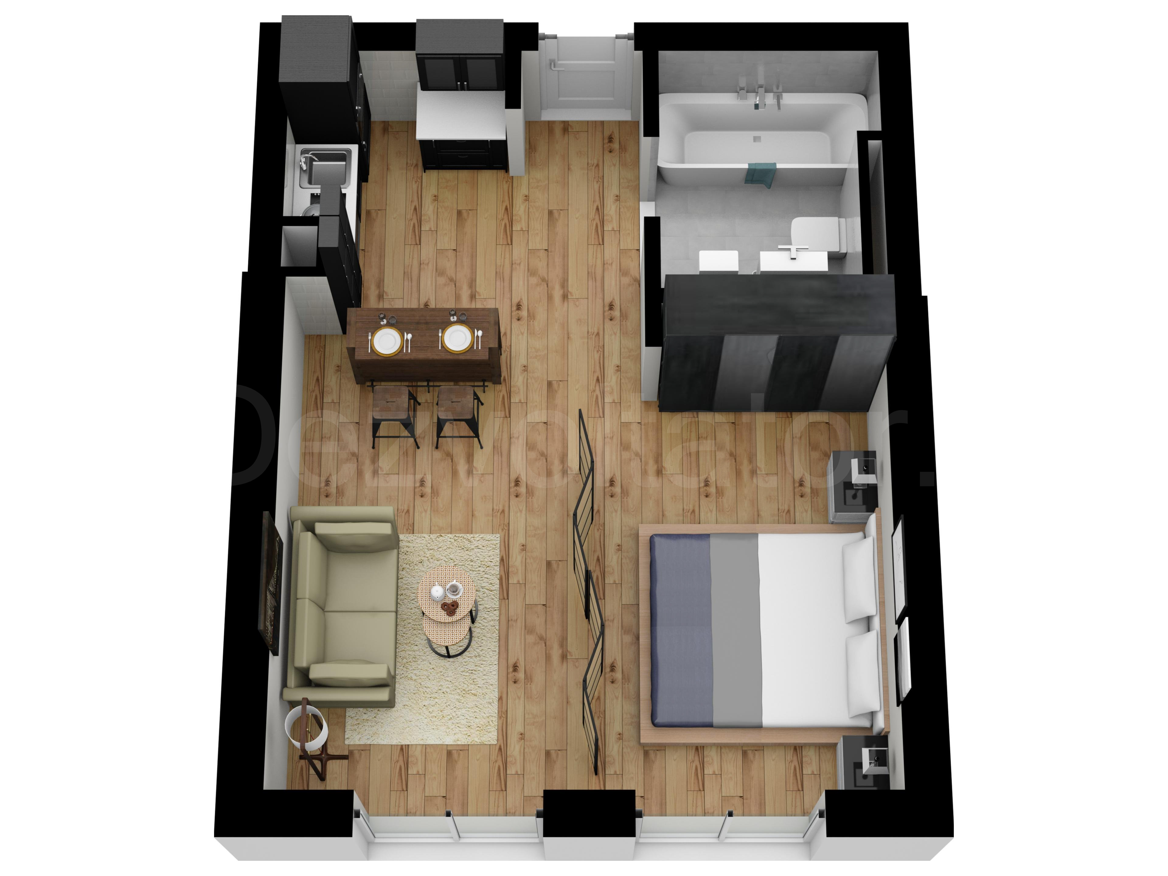 Garsonieră 37mp Avrig Park Residence Proiecție 3D 