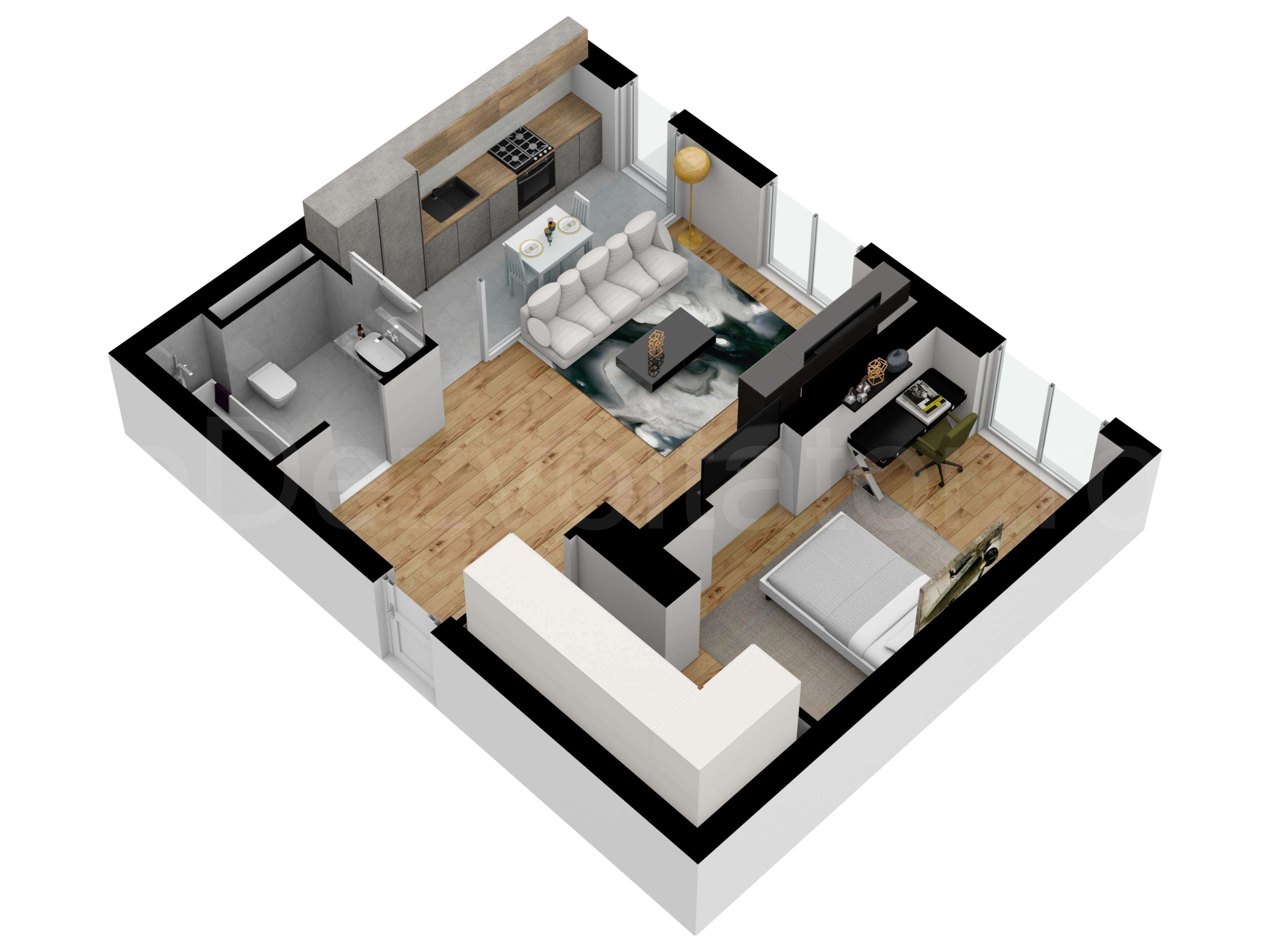 Apartament 2 Camere 56mp Avrig Park Residence Proiecție 3D 