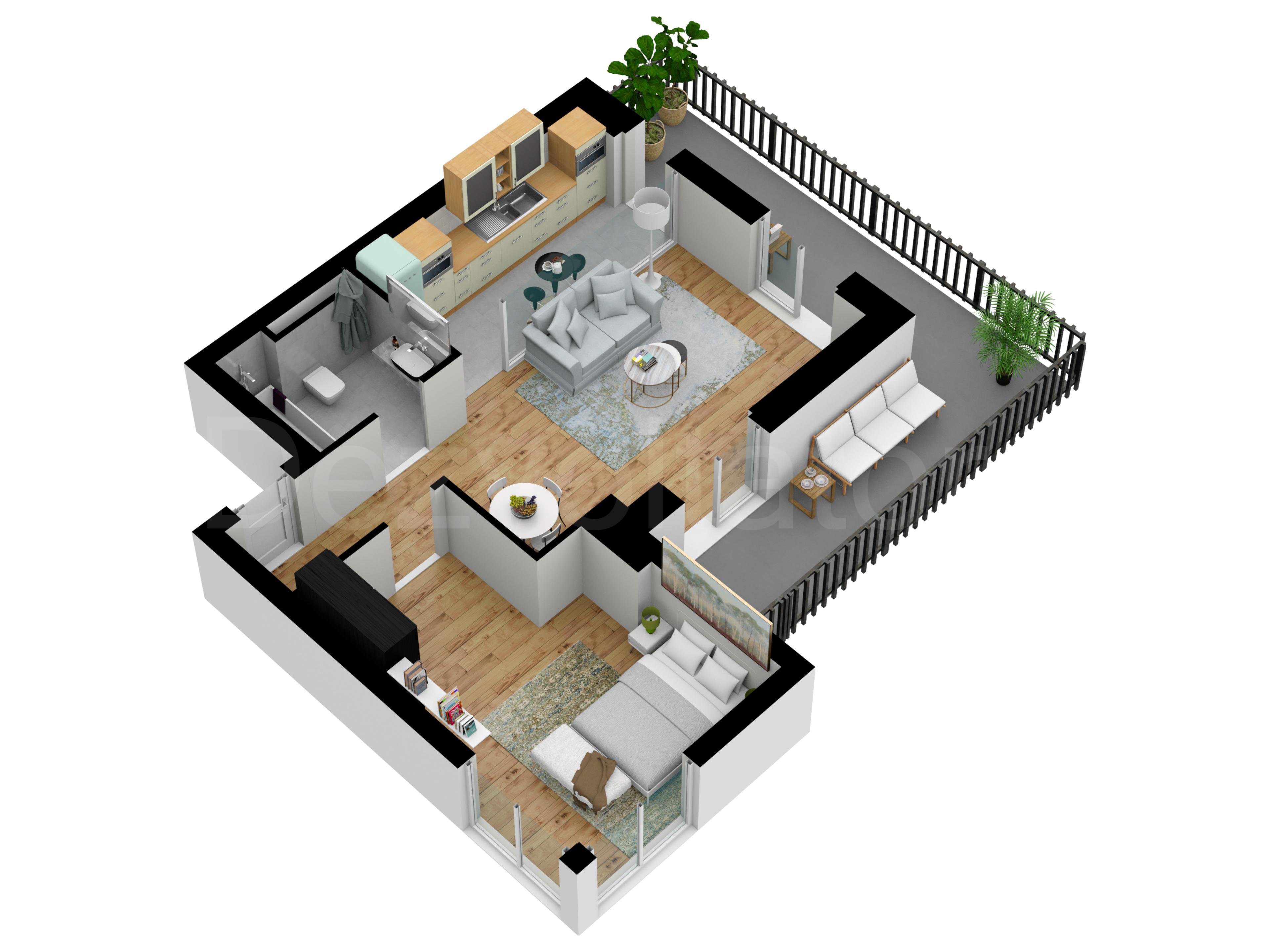 Apartament 2 Camere 74mp Avrig Park Residence Proiecție 3D 