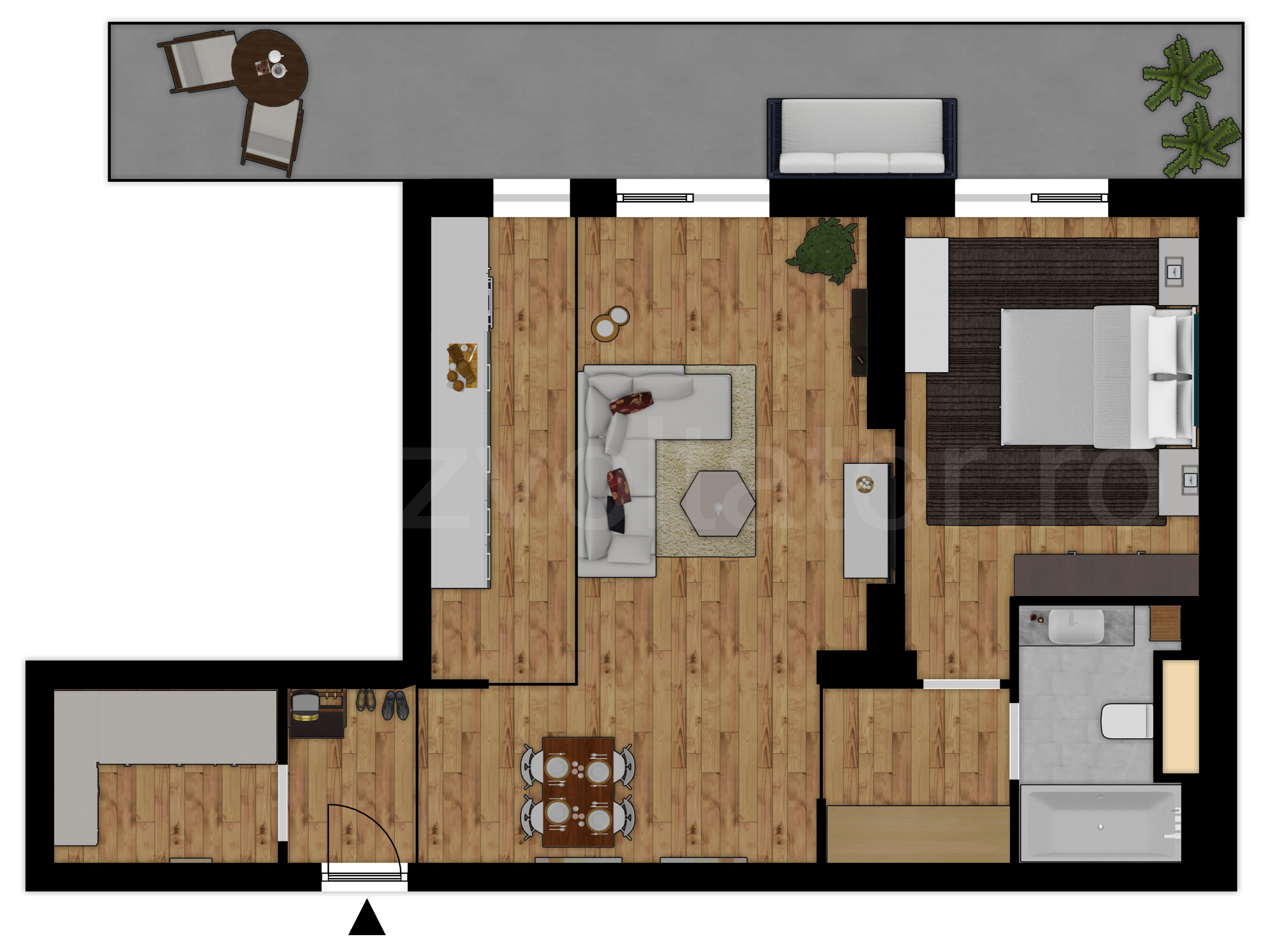 Proiecție 2D Apartament 2 Camere 77mp Avrig Park Residence 