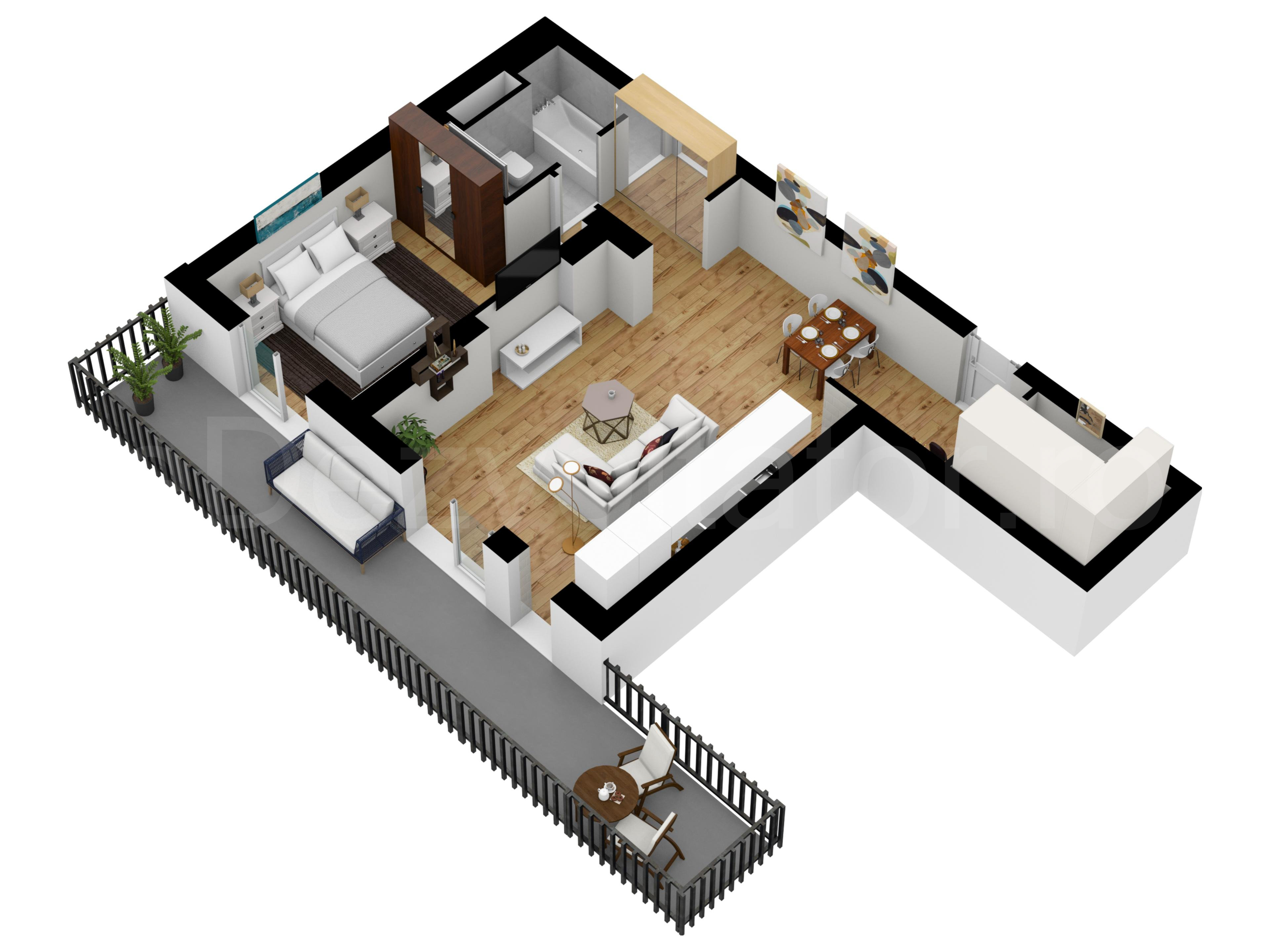 Apartament 2 Camere 77mp Avrig Park Residence Proiecție 3D 