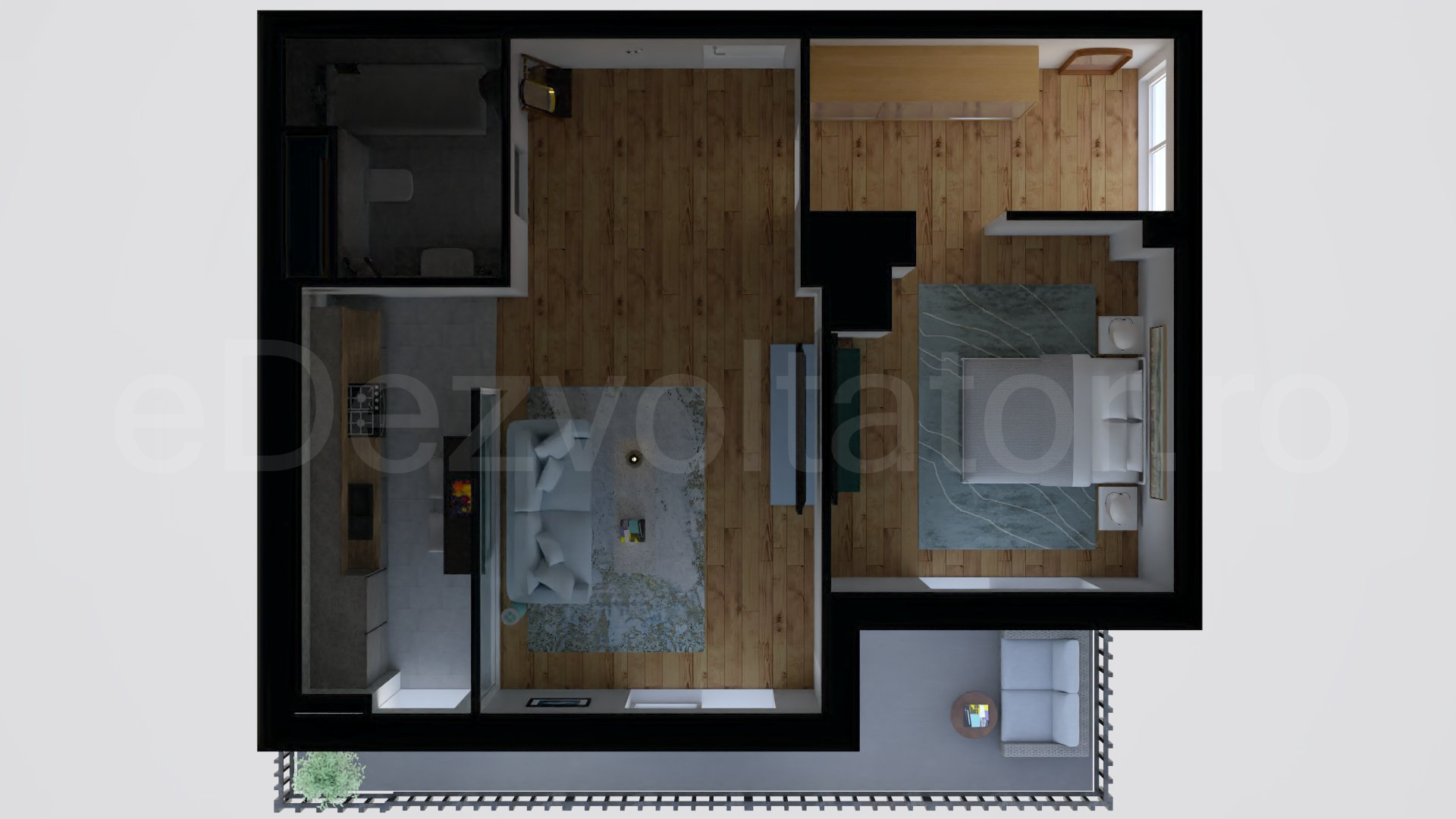 Simulare iluminat natural  Apartament 2 camere 66 mp Avrig Park Residence